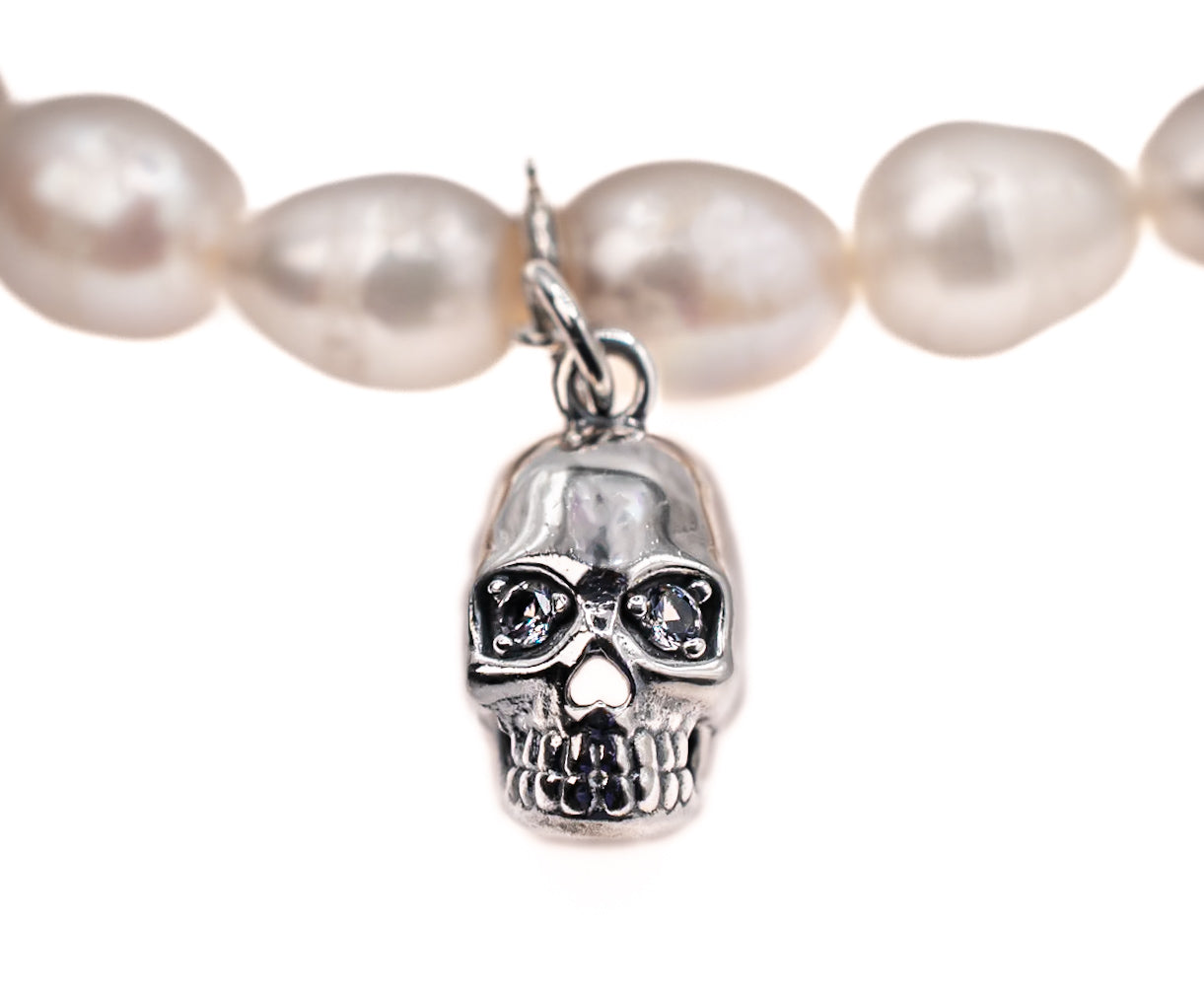 Sterling Silver Skull on Freshwater Pearls