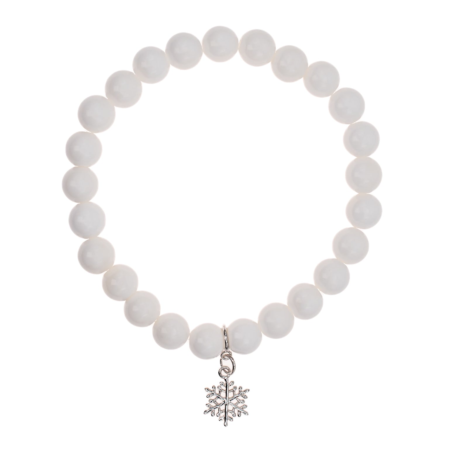Sterling Silver Snowflake Charm on White Shell Beads