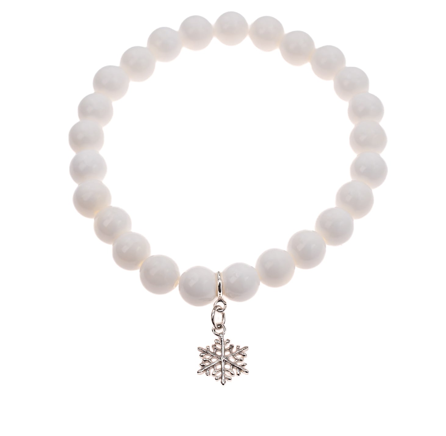 Sterling Silver Snowflake Charm on White Shell Beads