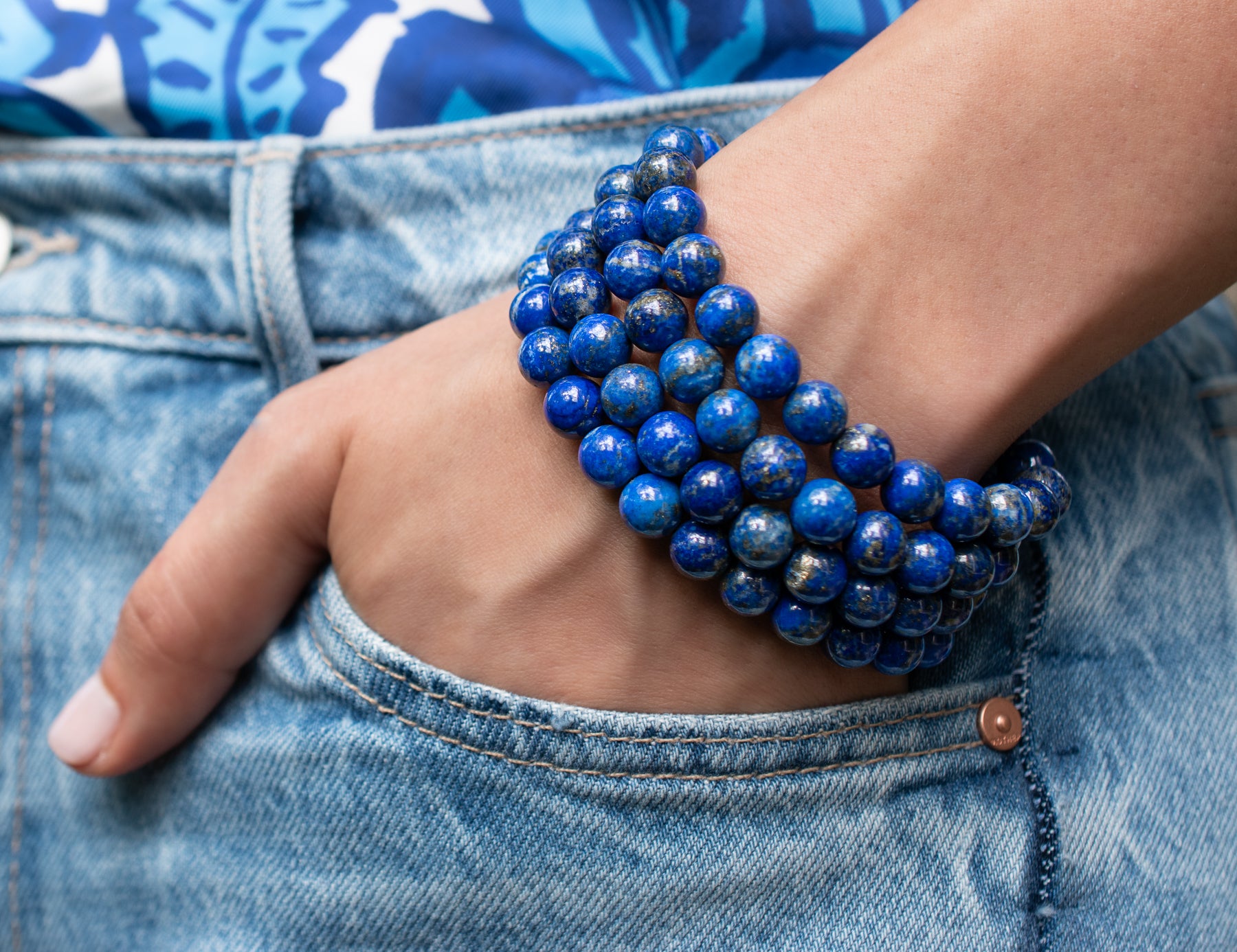Lapis Lazuli Beaded Stretch Bracelet