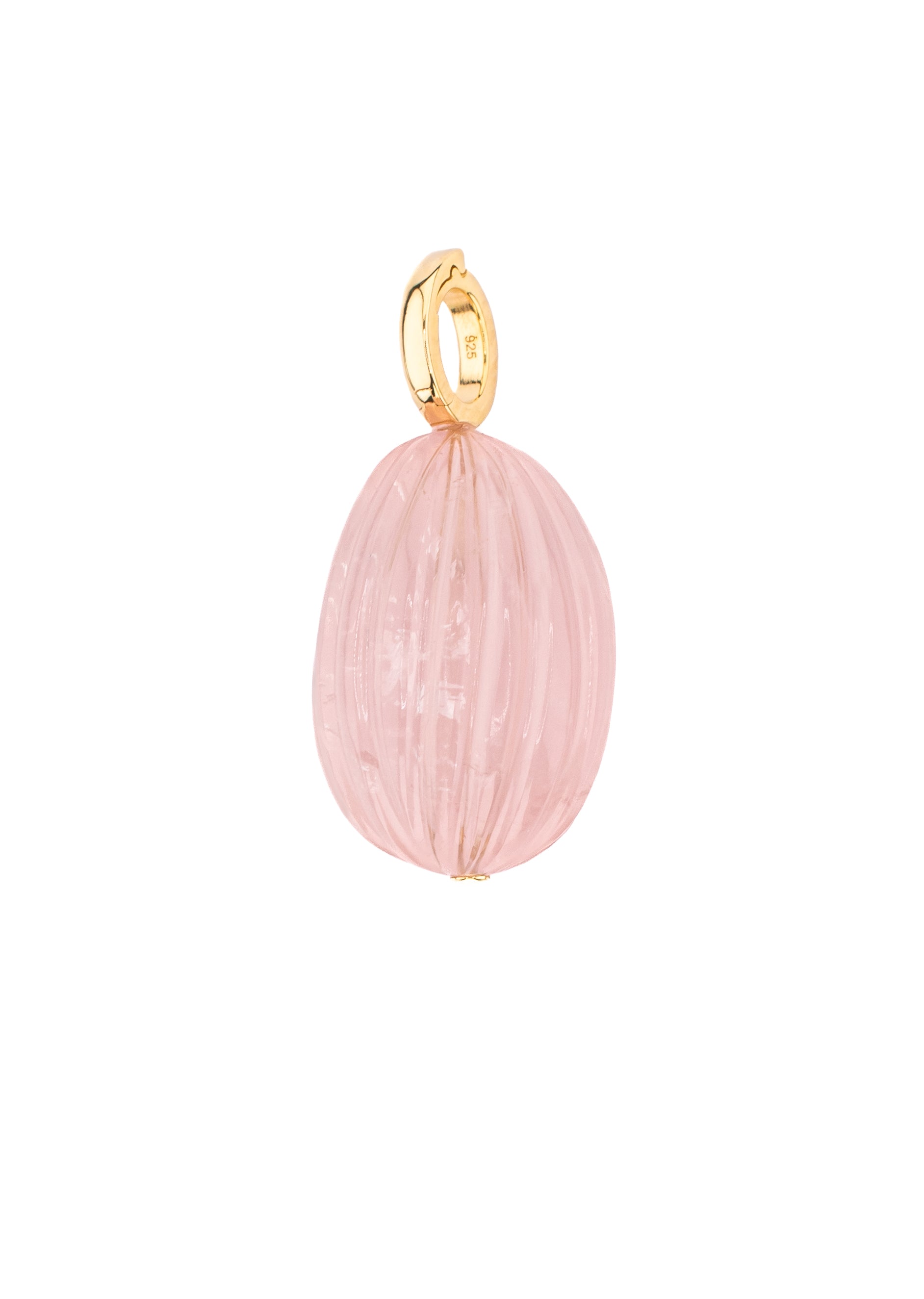 Rose Quartz Hand Carved Clip On Pendant