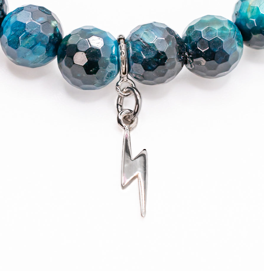 Sterling Silver Lightning Bolt on Blue Tigers Eye