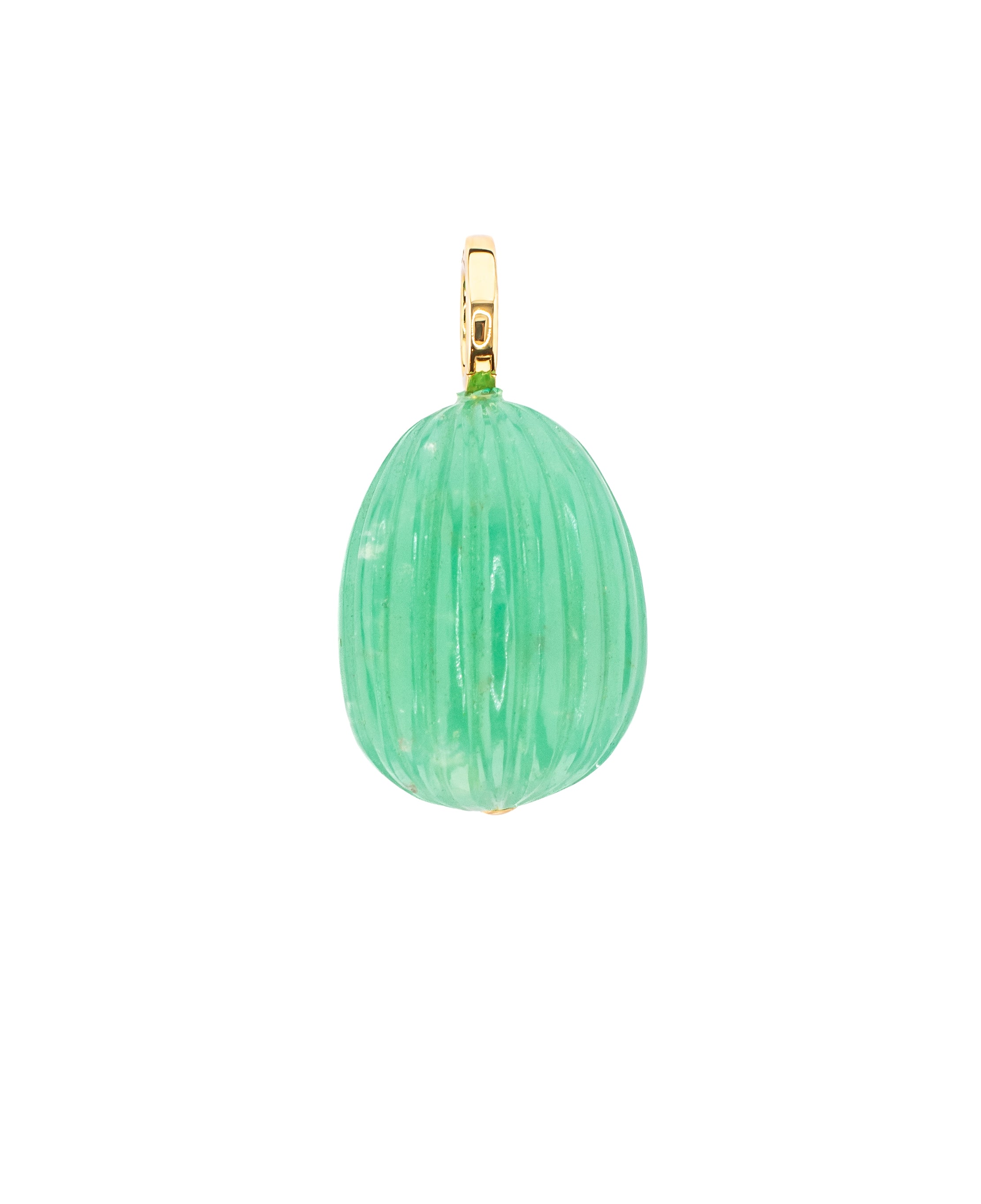 Chrysoprase Hand Carved Clip On Pendant