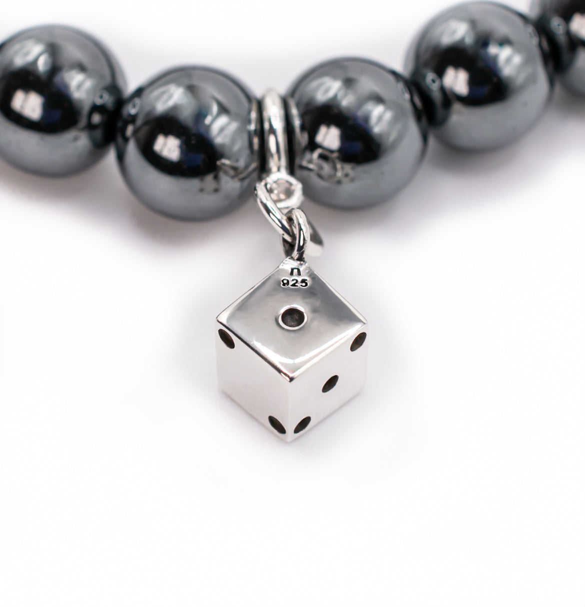 Sterling Silver 3D Die on Hematite
