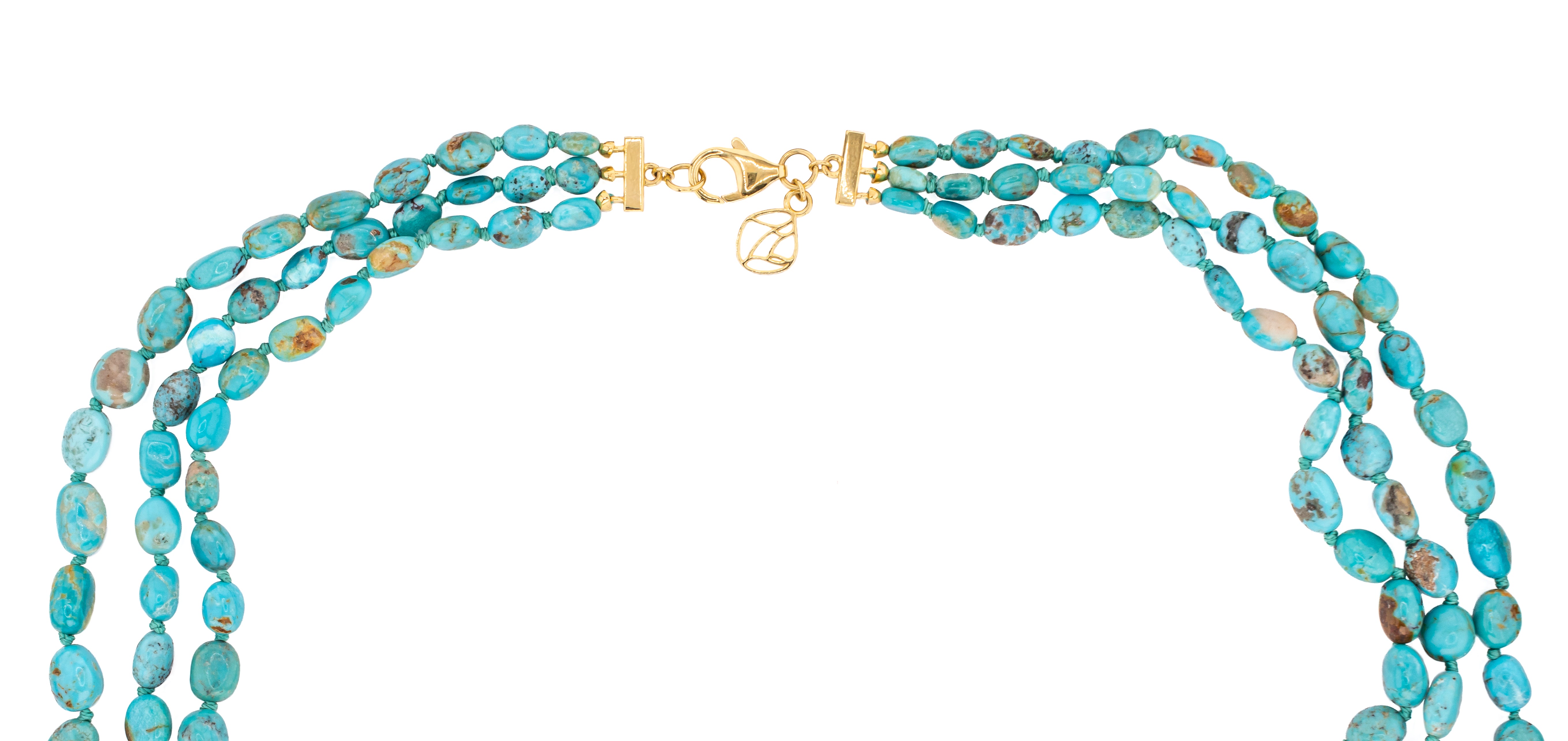 Roya Triple Strand Knotted Necklace in Turquoise