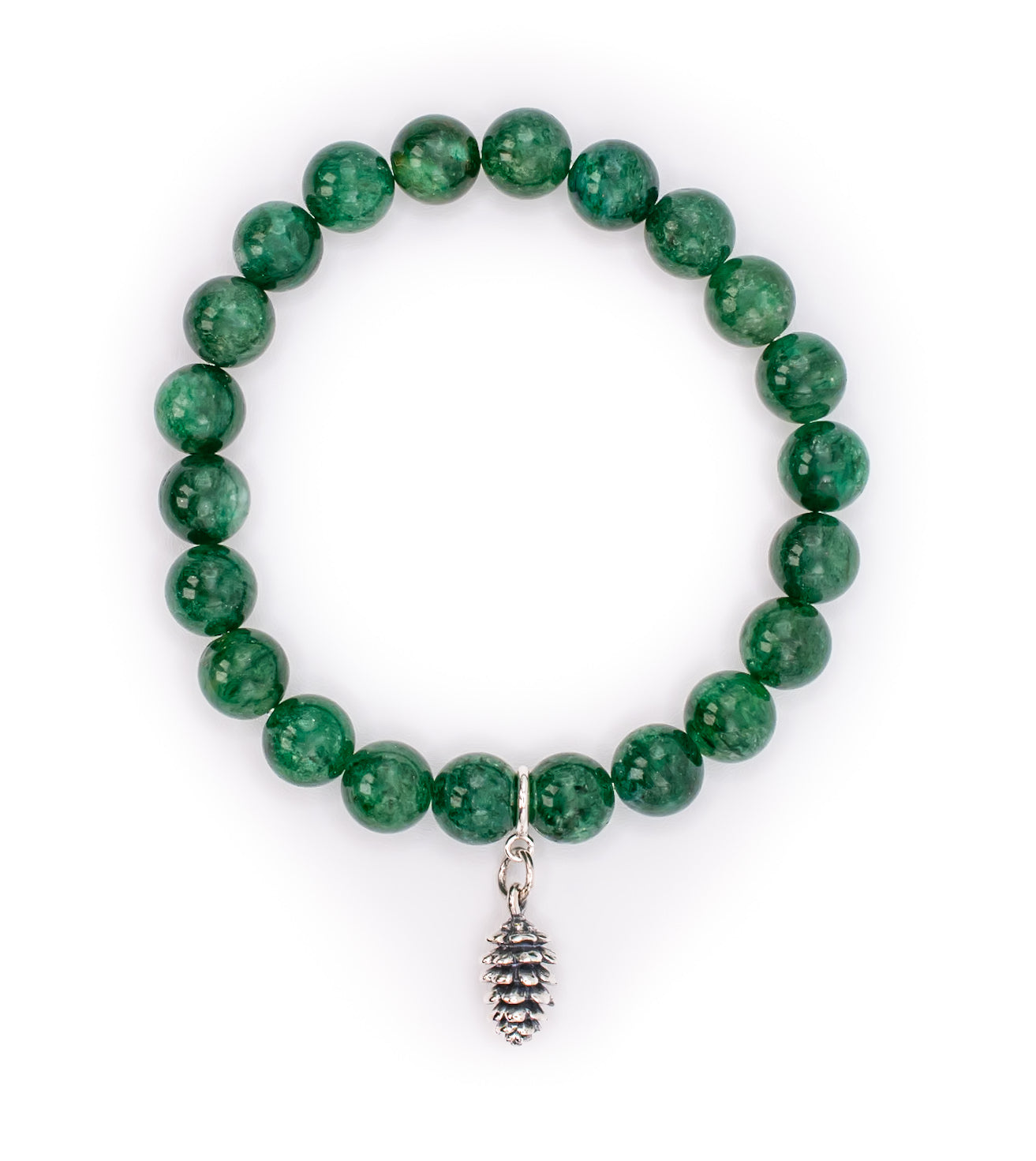 Sterling Silver Pinecone on Muscovite Green Mica