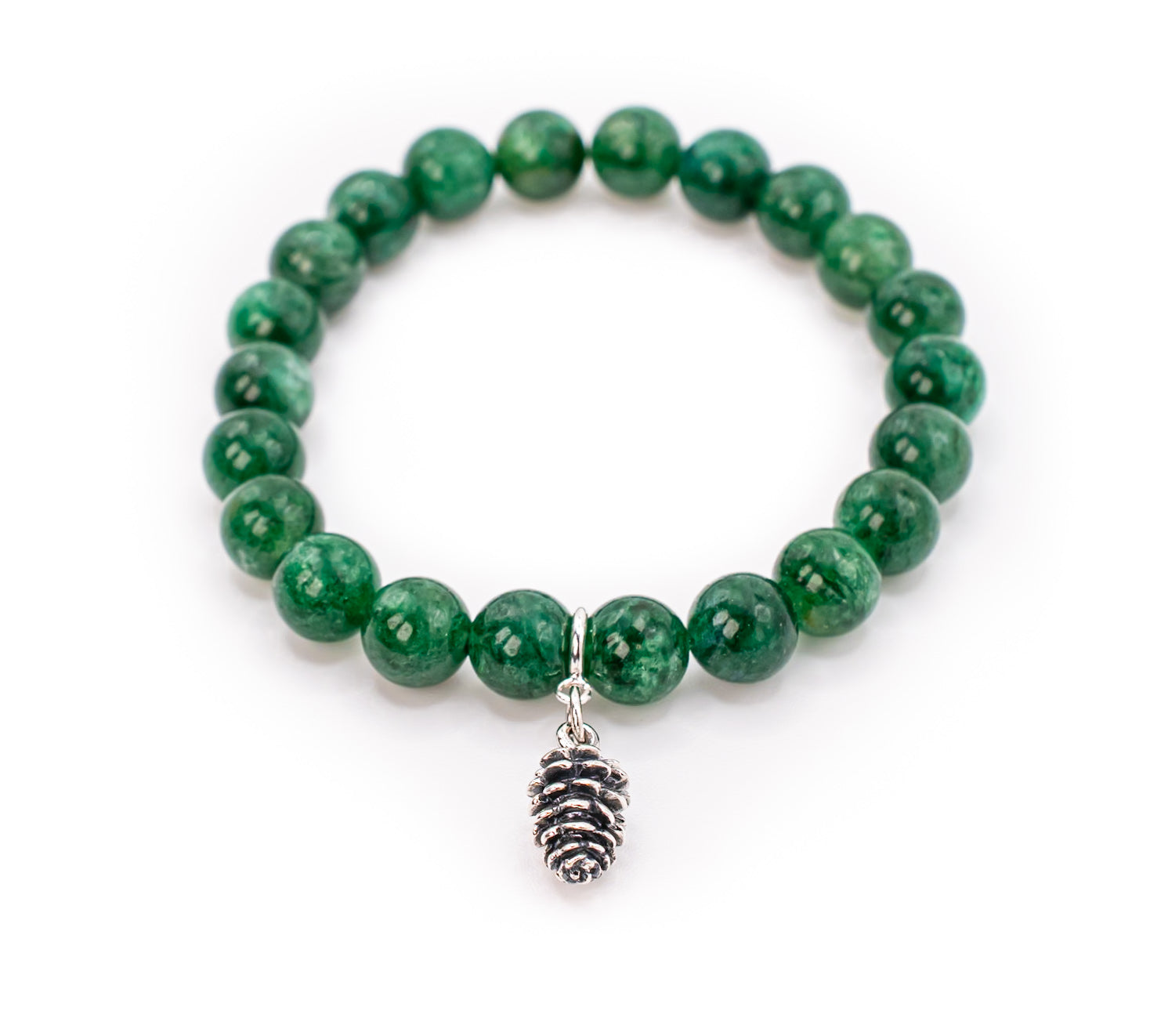 Sterling Silver Pinecone on Muscovite Green Mica