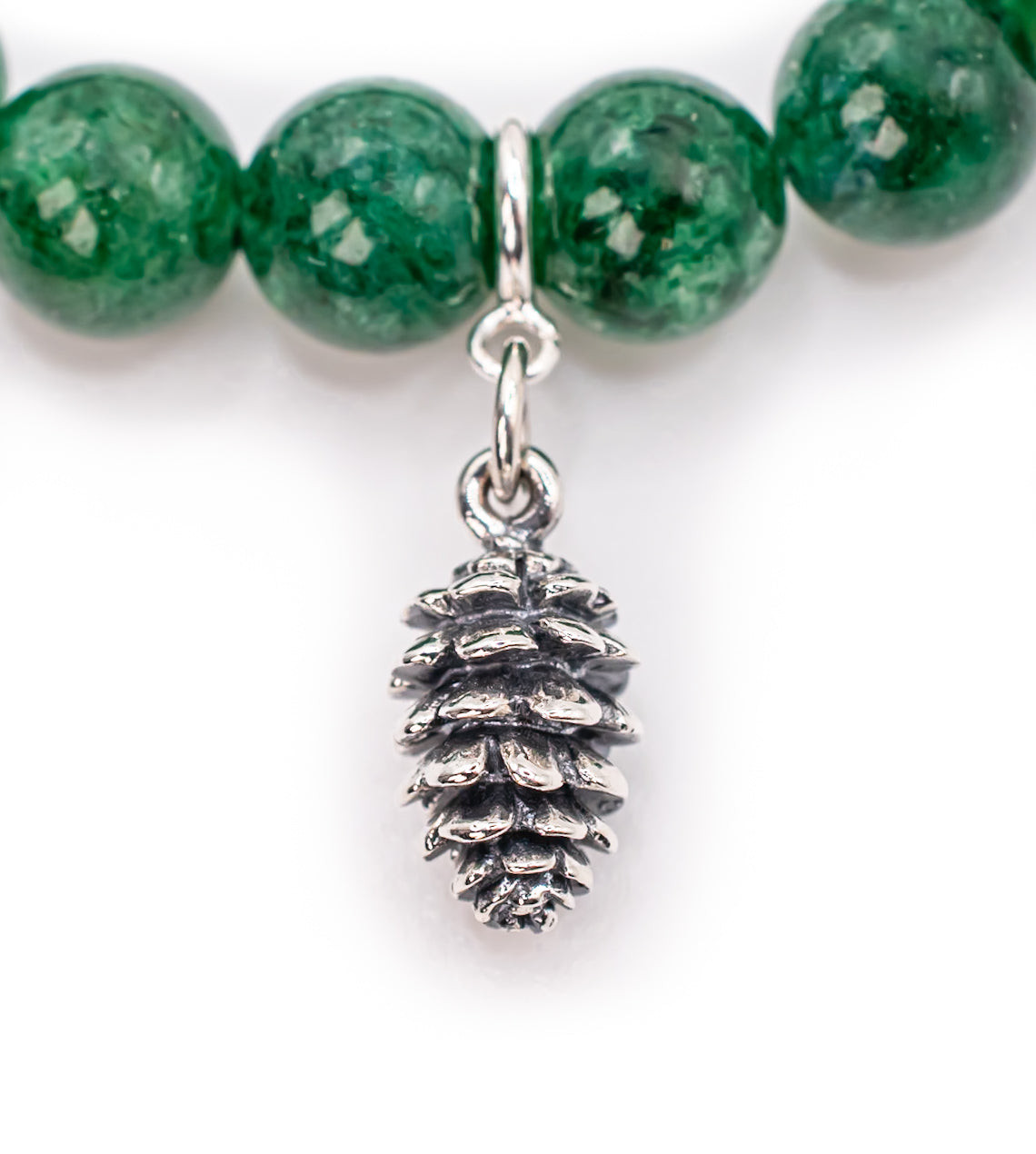 Sterling Silver Pinecone on Muscovite Green Mica