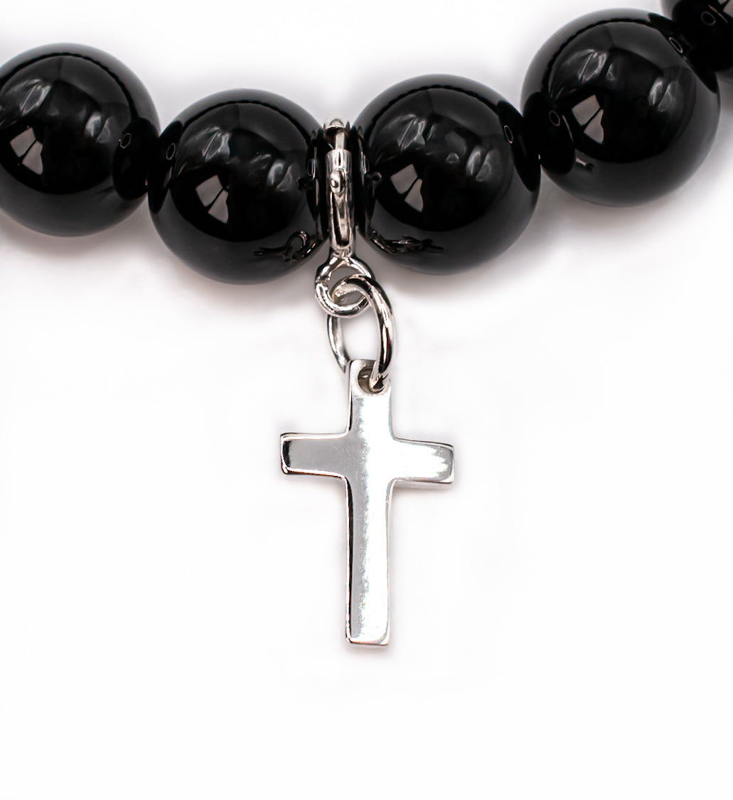 Sterling Silver Cross on Black Onyx