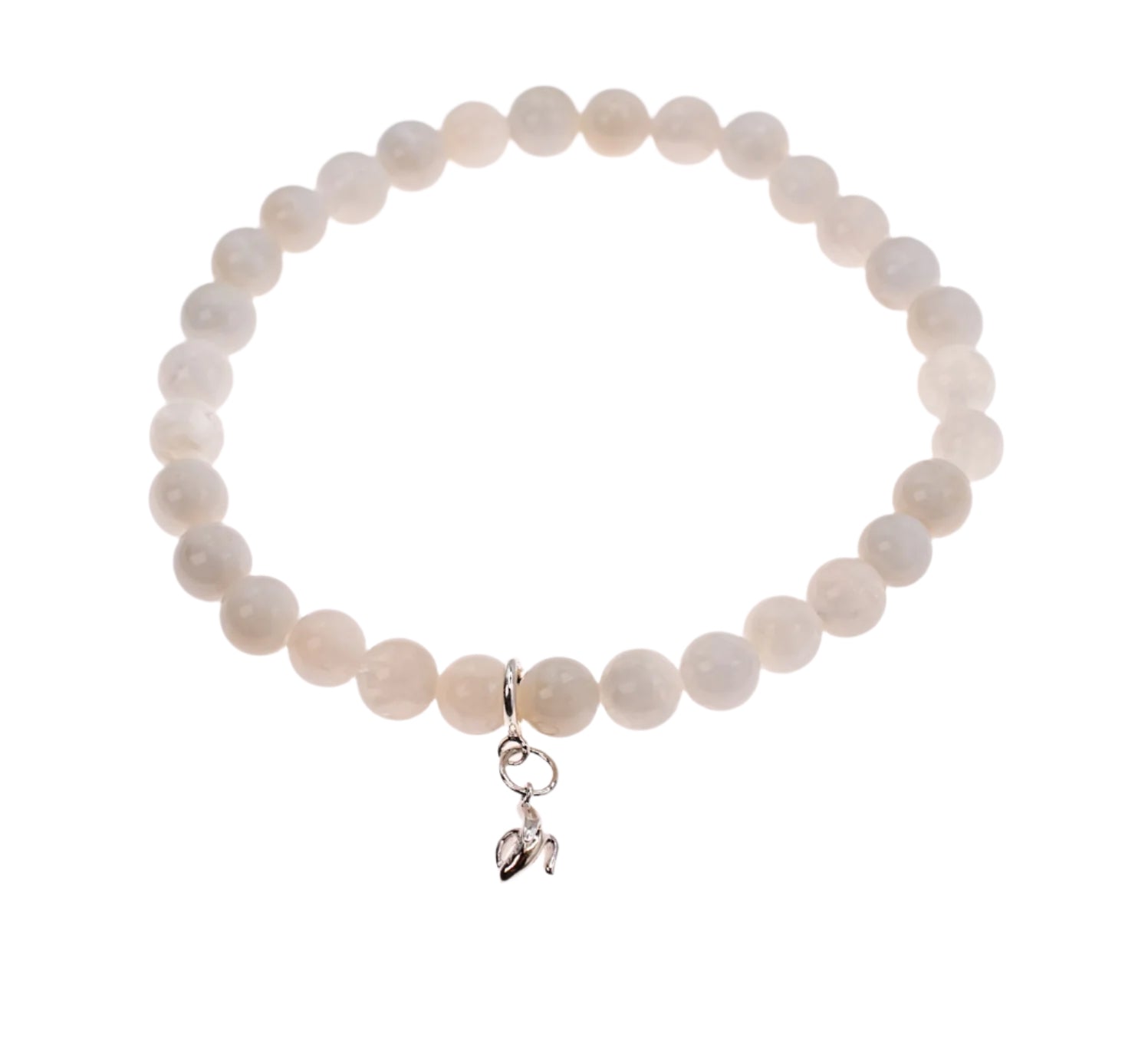 Sterling Silver Peeled Banana on Creamy White Moonstone
