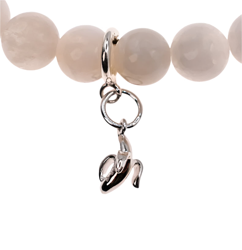 Sterling Silver Peeled Banana on Creamy White Moonstone