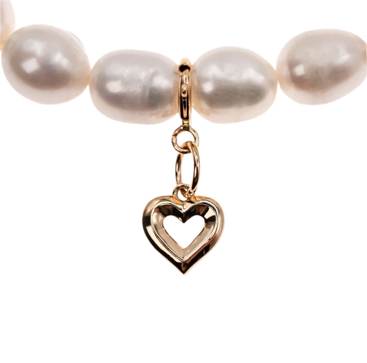 14K Yellow Gold Puffy Heart on Freshwater Pearls