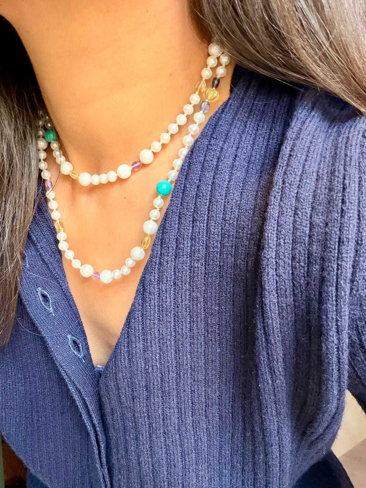 Sibyl Necklace in Pearls and Gemstones