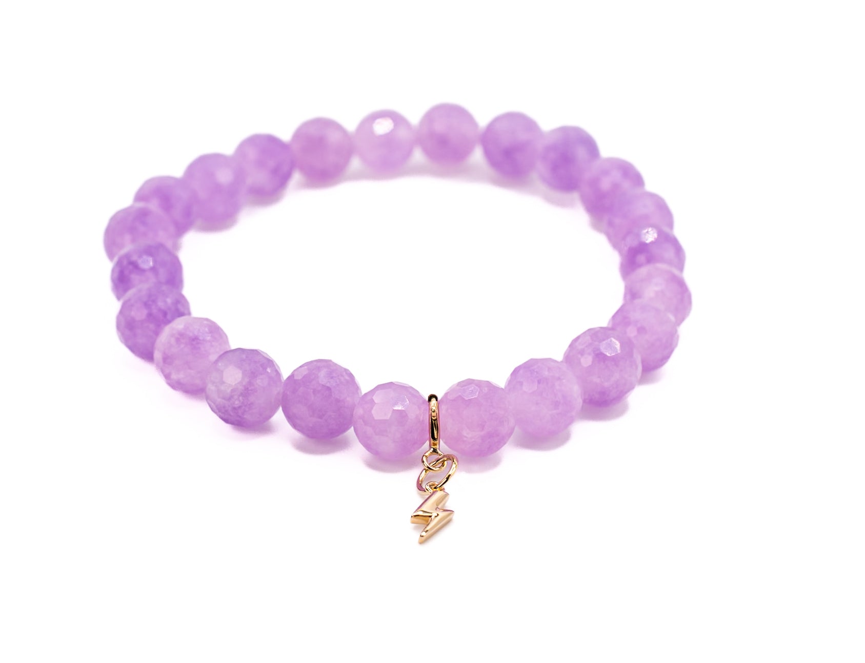 14K Gold Lightning Bolt on Lavender Jade