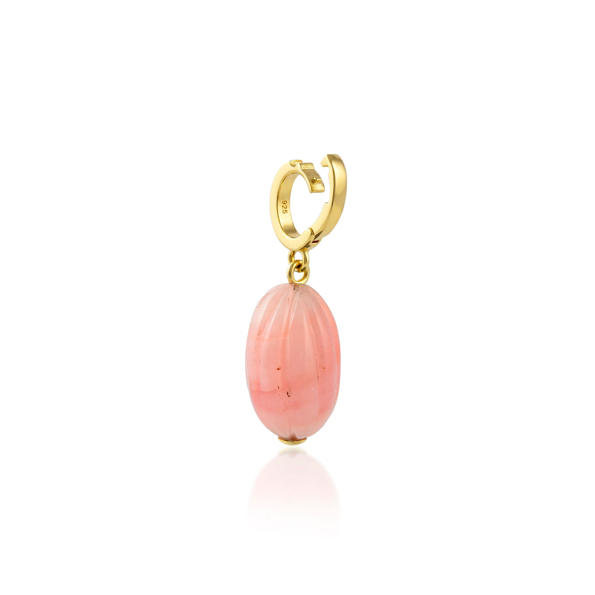 Pink Opal Hand Carved Clip On Pendant
