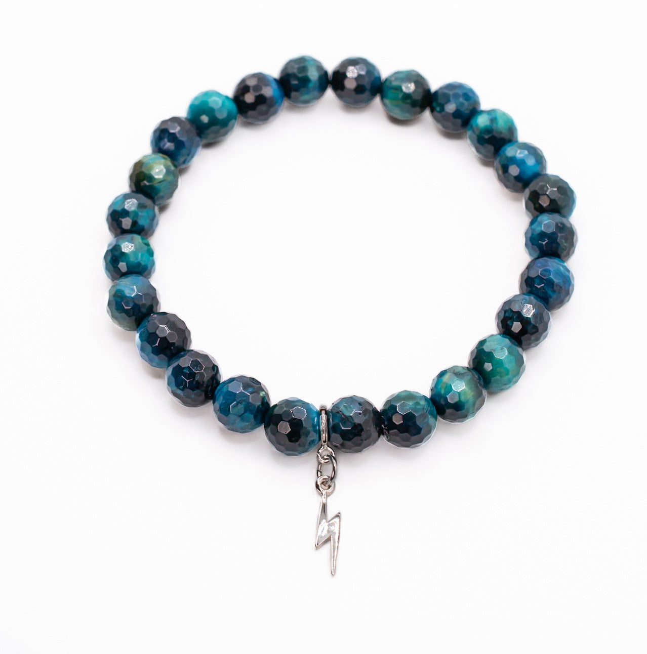 Sterling Silver Lightning Bolt on Blue Tigers Eye