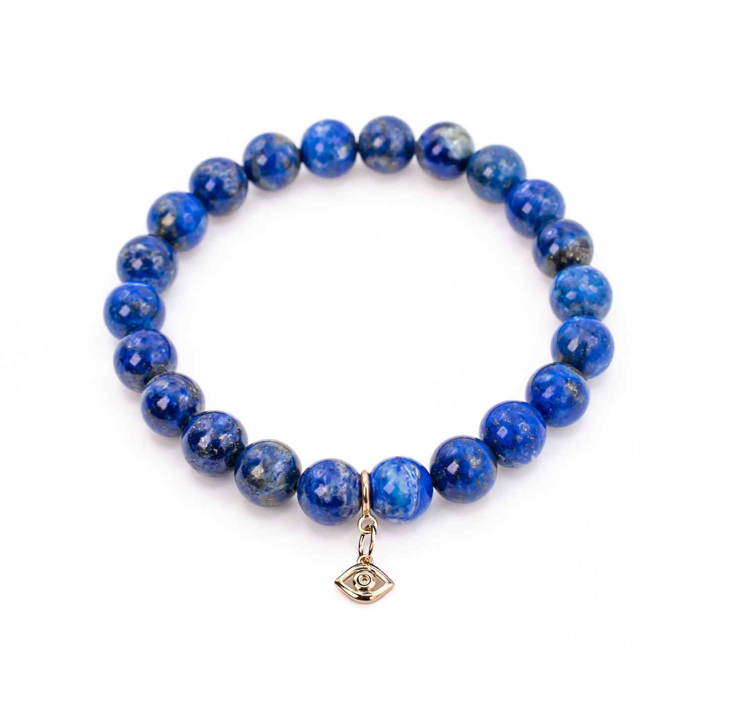 14K Gold and Diamond Evil Eye on Lapis Lazuli