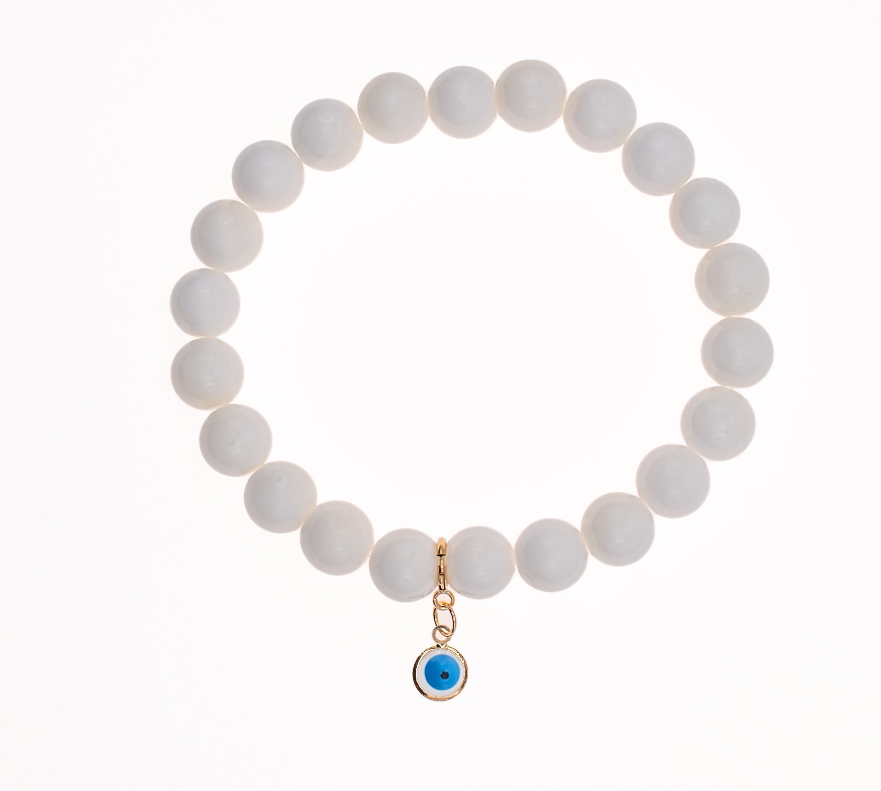 14K Gold and Enamel Evil Eye on White Shell