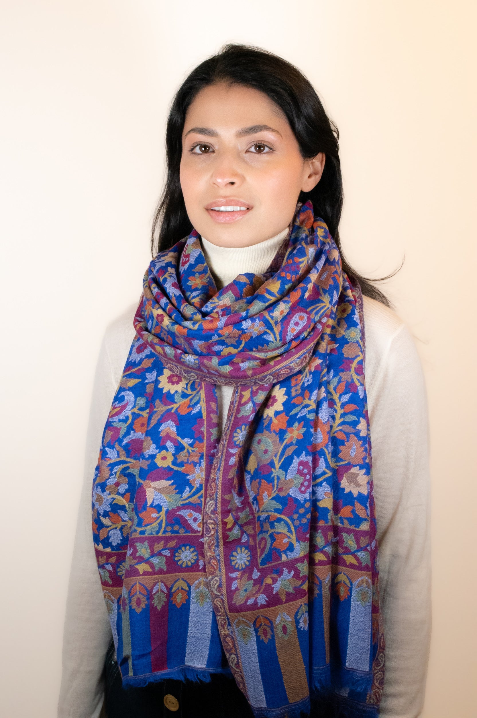 Royal Blue Pashmina Kani Scarf