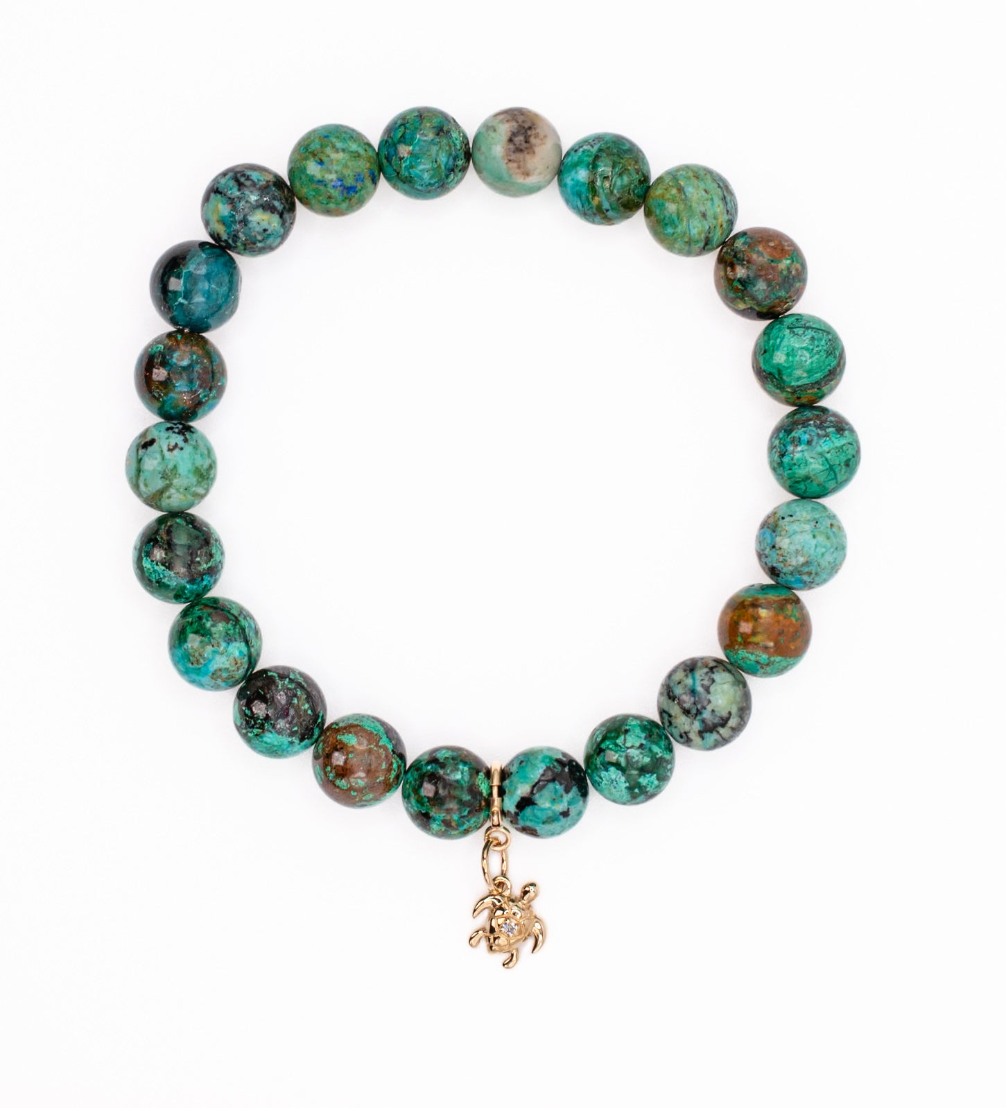 14K Gold and Diamond Turtle on Chrysocolla