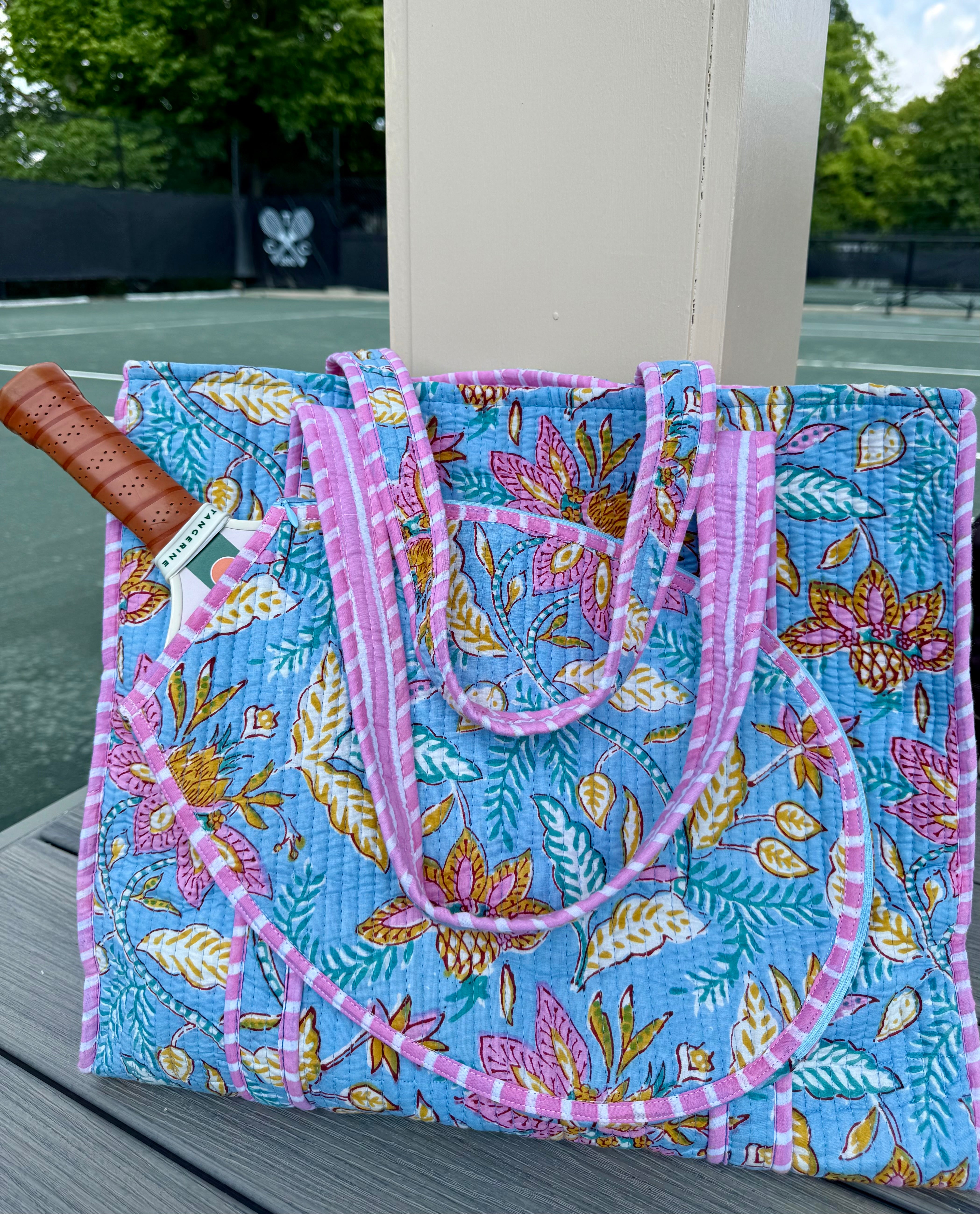 Block Print Racquet Tote 04