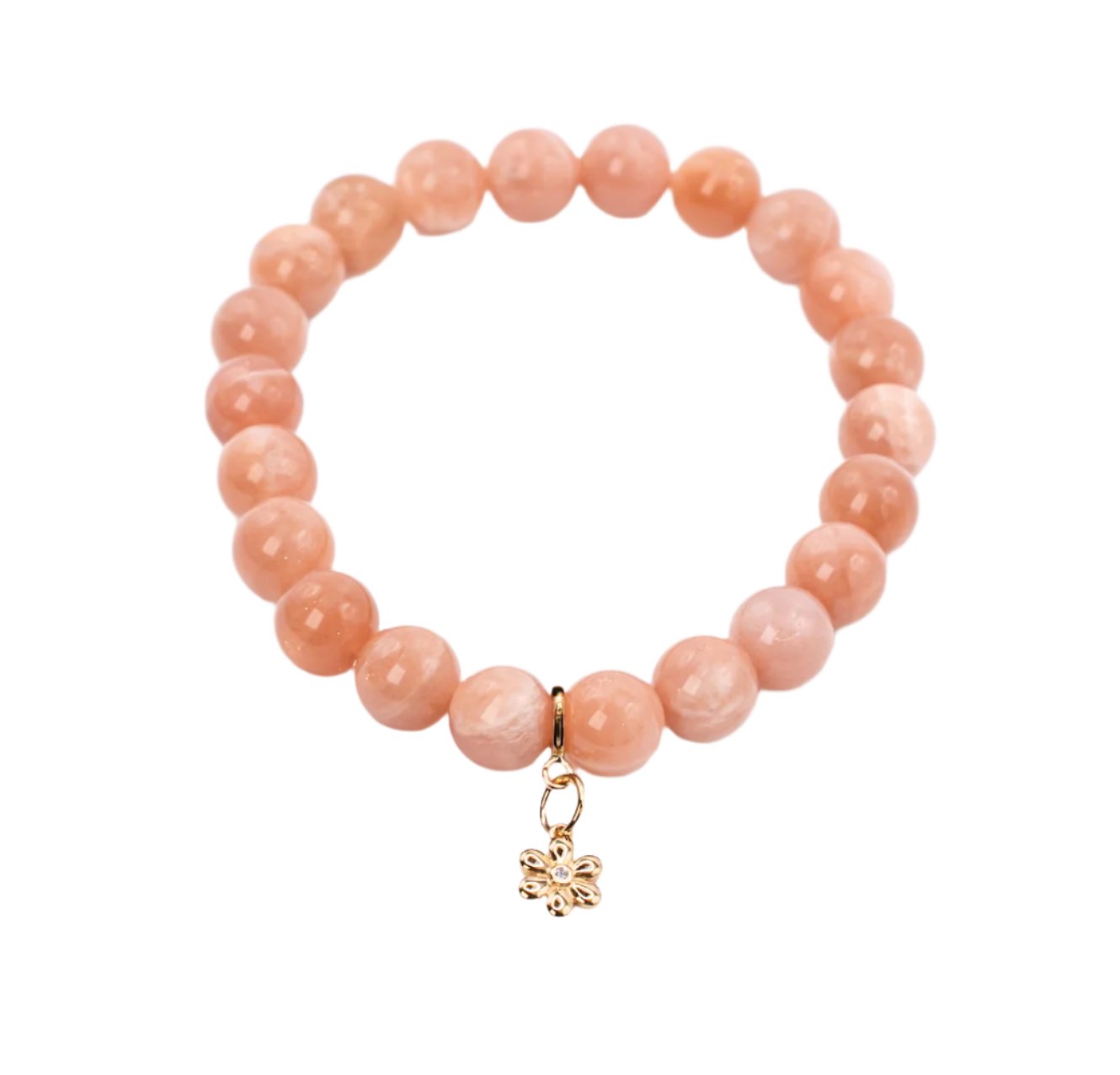 14K Gold and Diamond Daisy on Peach Moonstone
