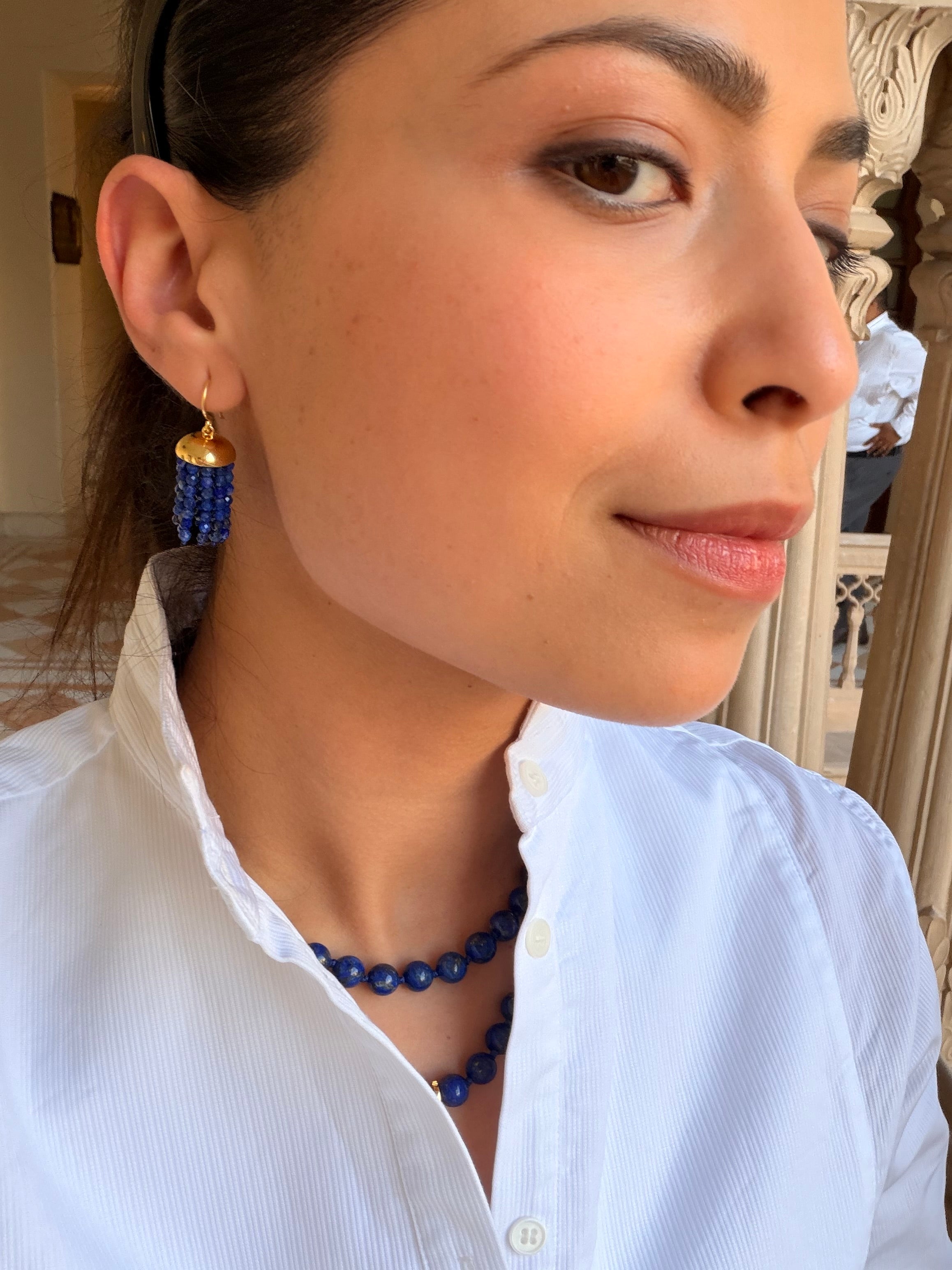 Hydra Tassel Earrings in Lapis Lazuli