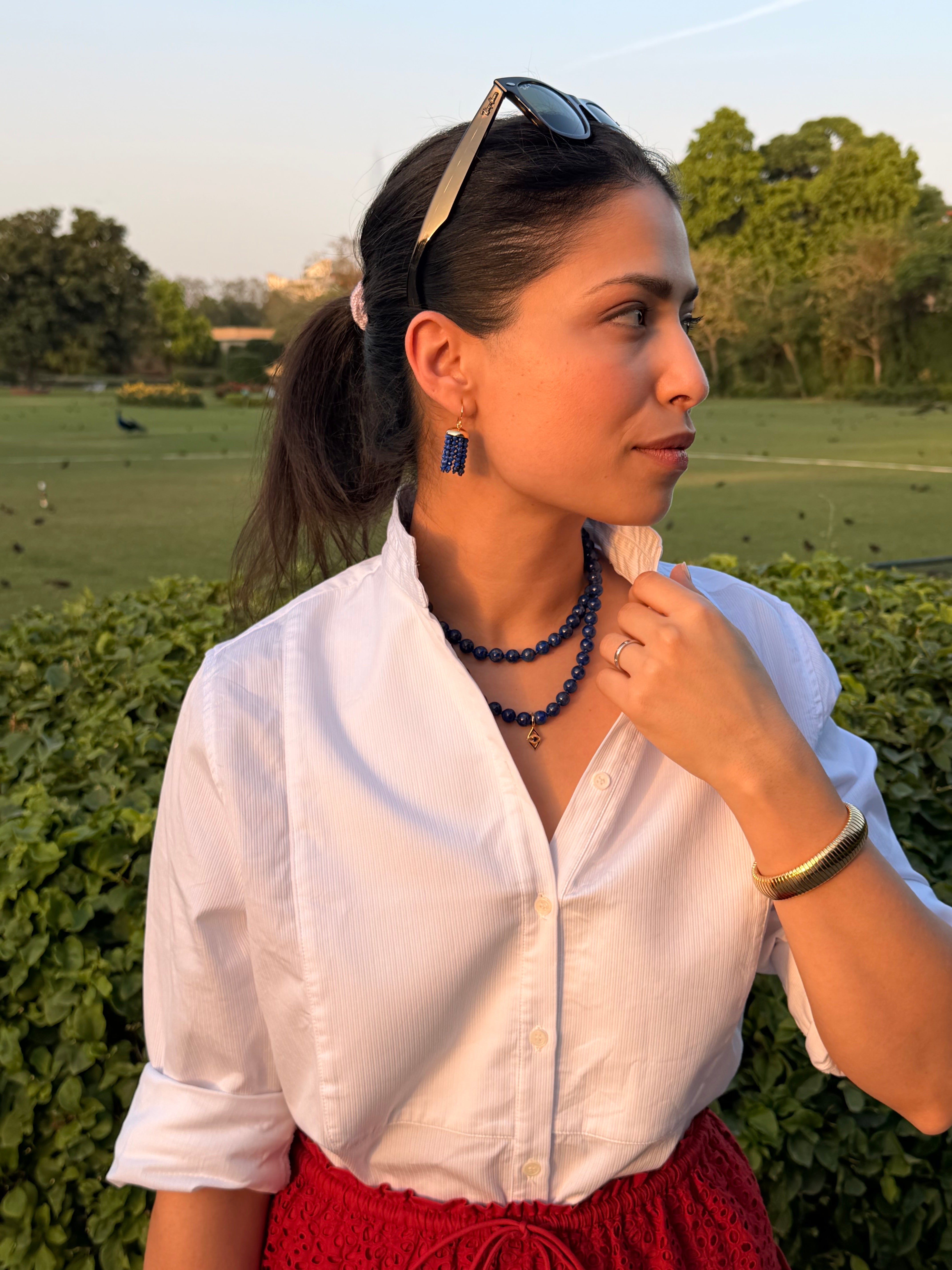 Hydra Tassel Earrings in Lapis Lazuli