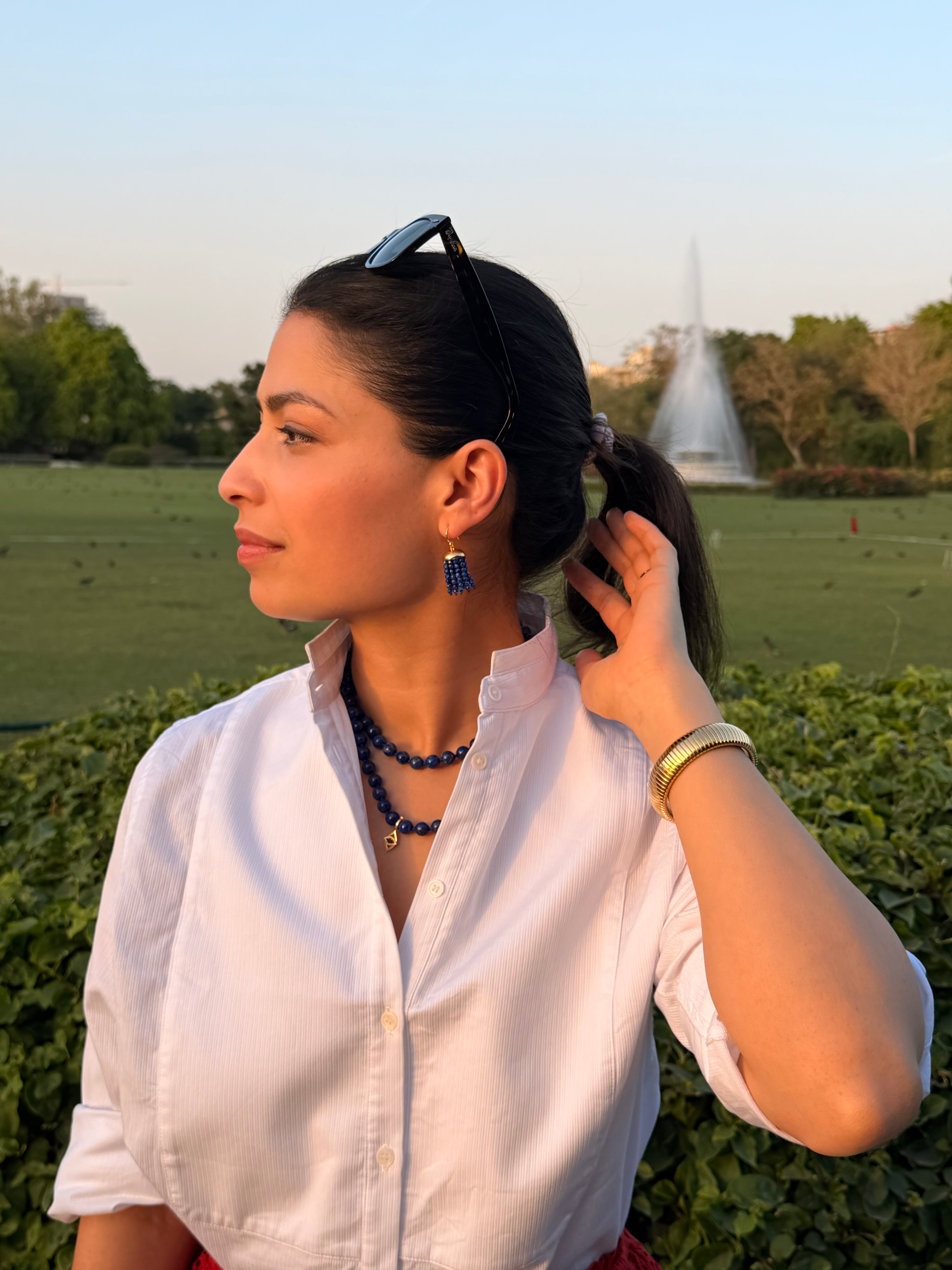 Hydra Tassel Earrings in Lapis Lazuli