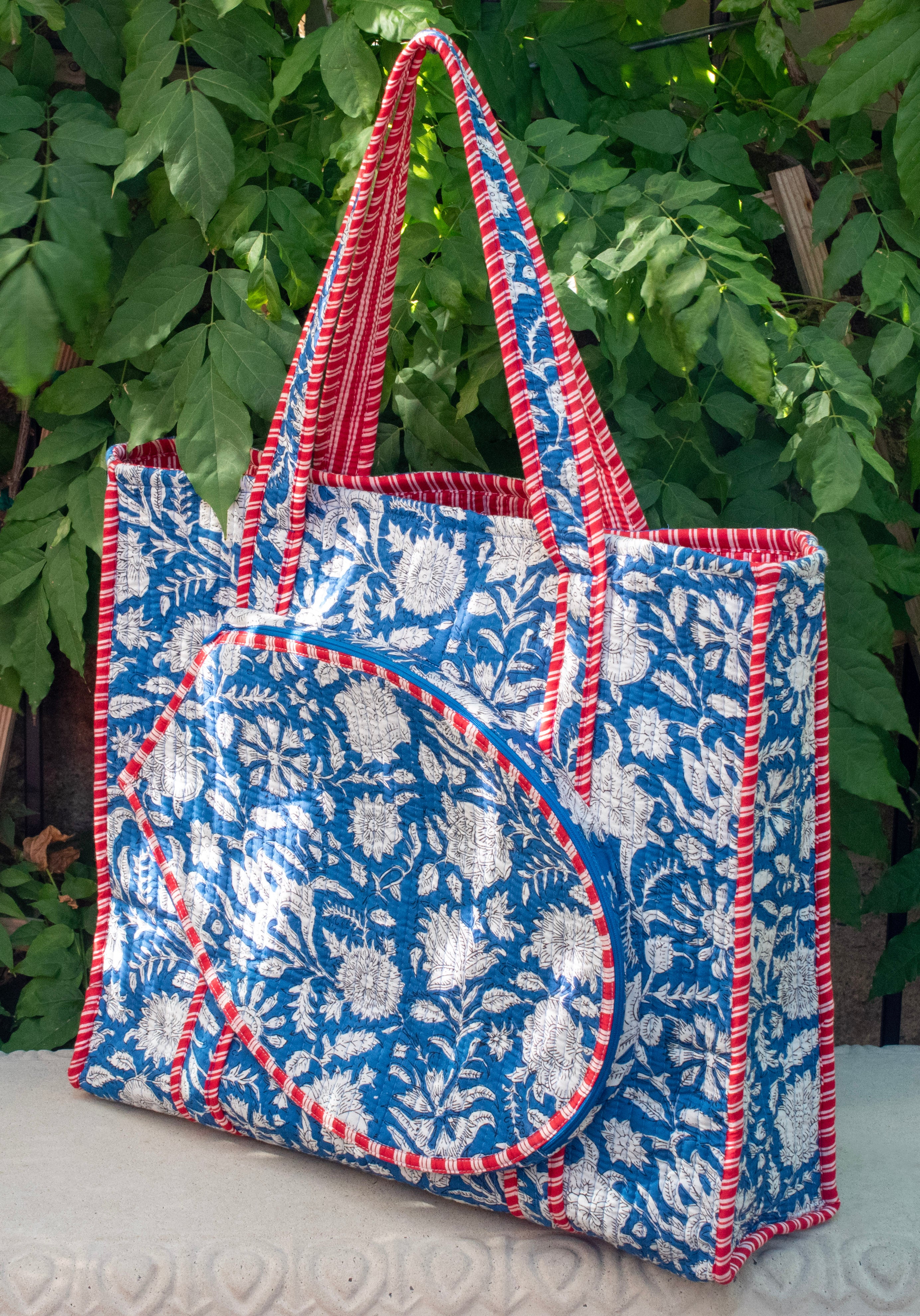 Block Print Racquet Tote 02