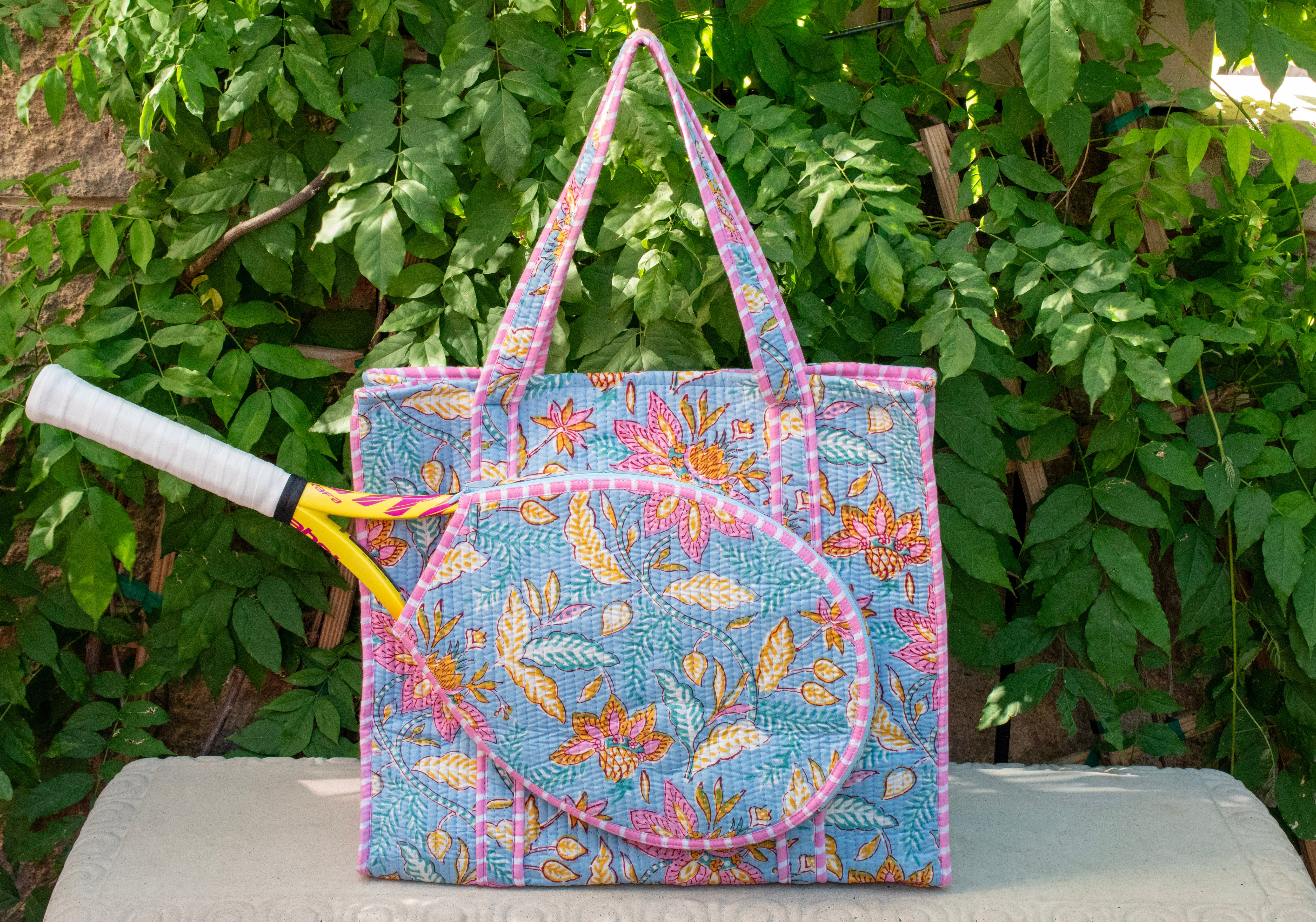 Block Print Racquet Tote 04
