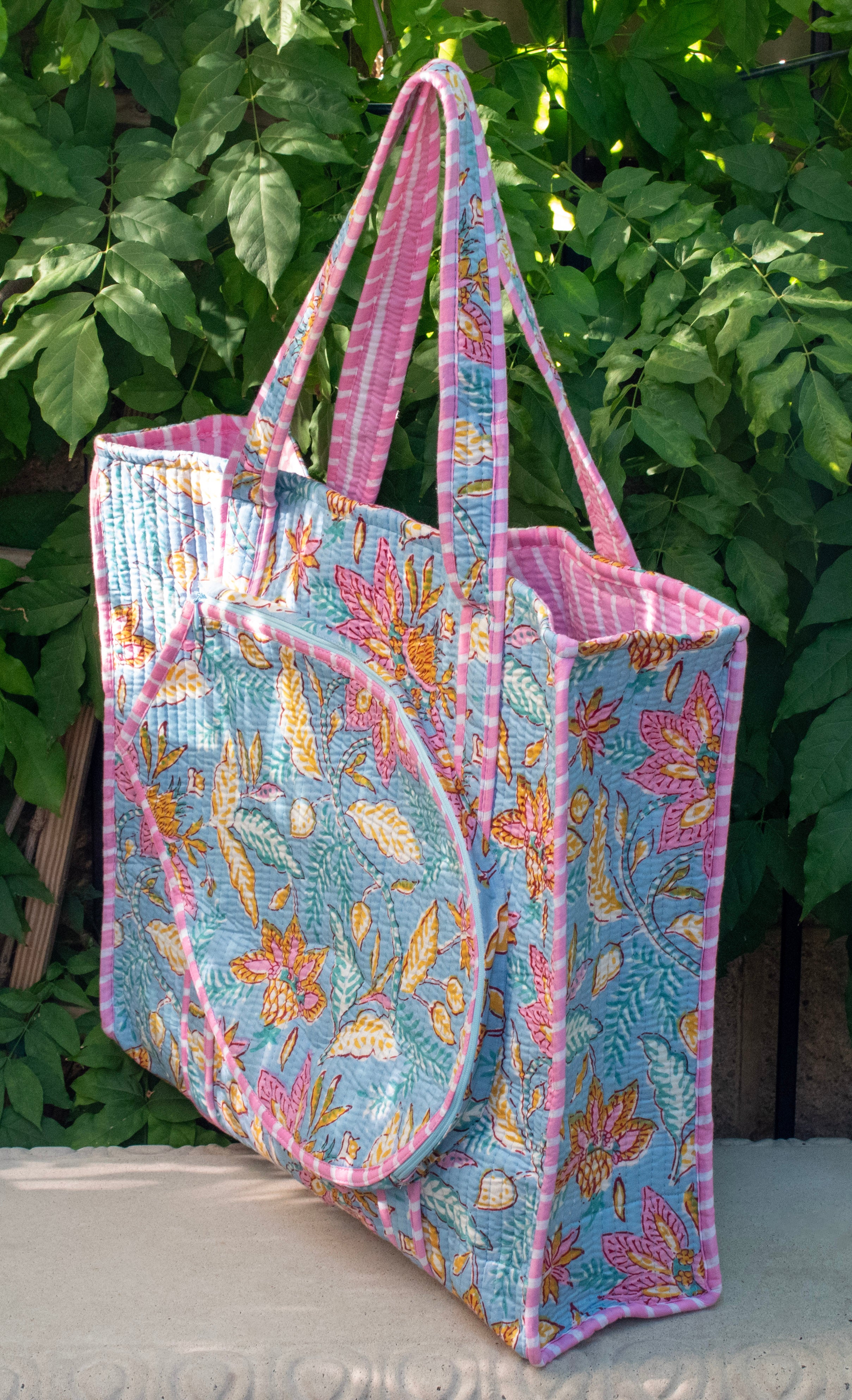 Block Print Racquet Tote 04