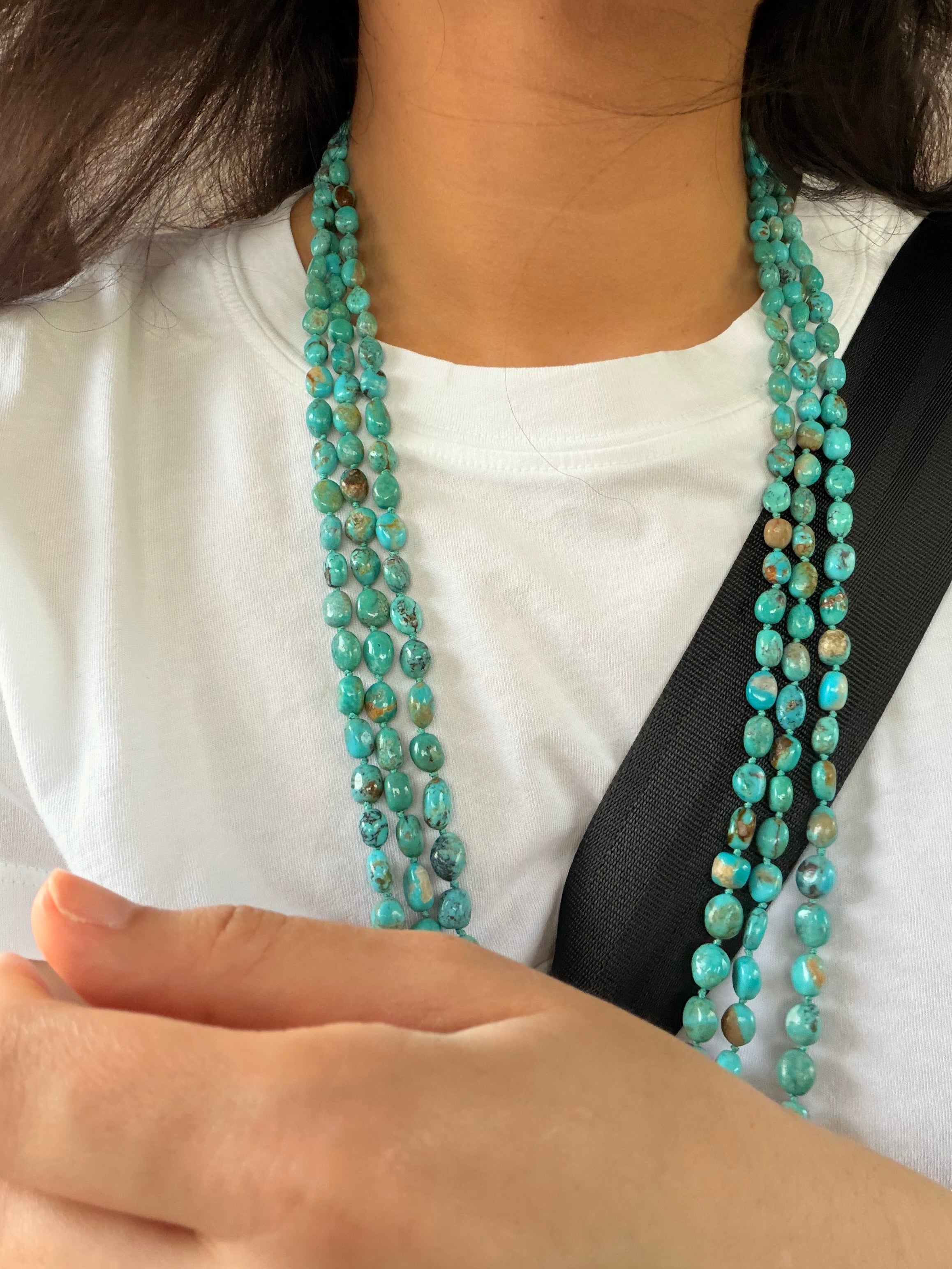 Roya Triple Strand Knotted Necklace in Turquoise