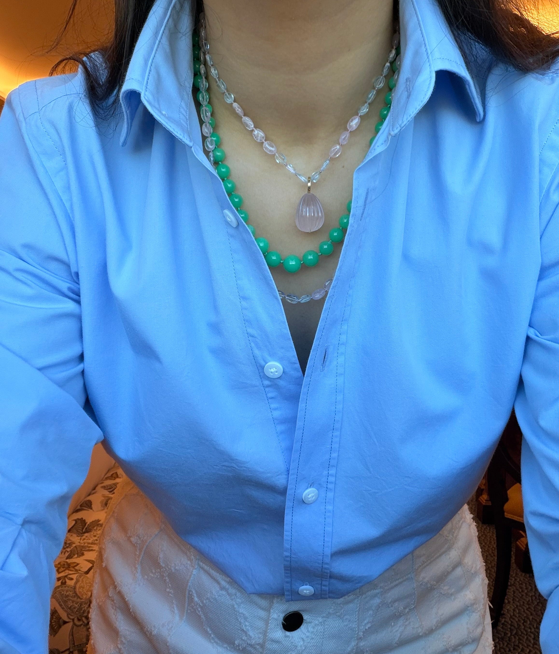 Ascot Necklace in Multi Aquamarine