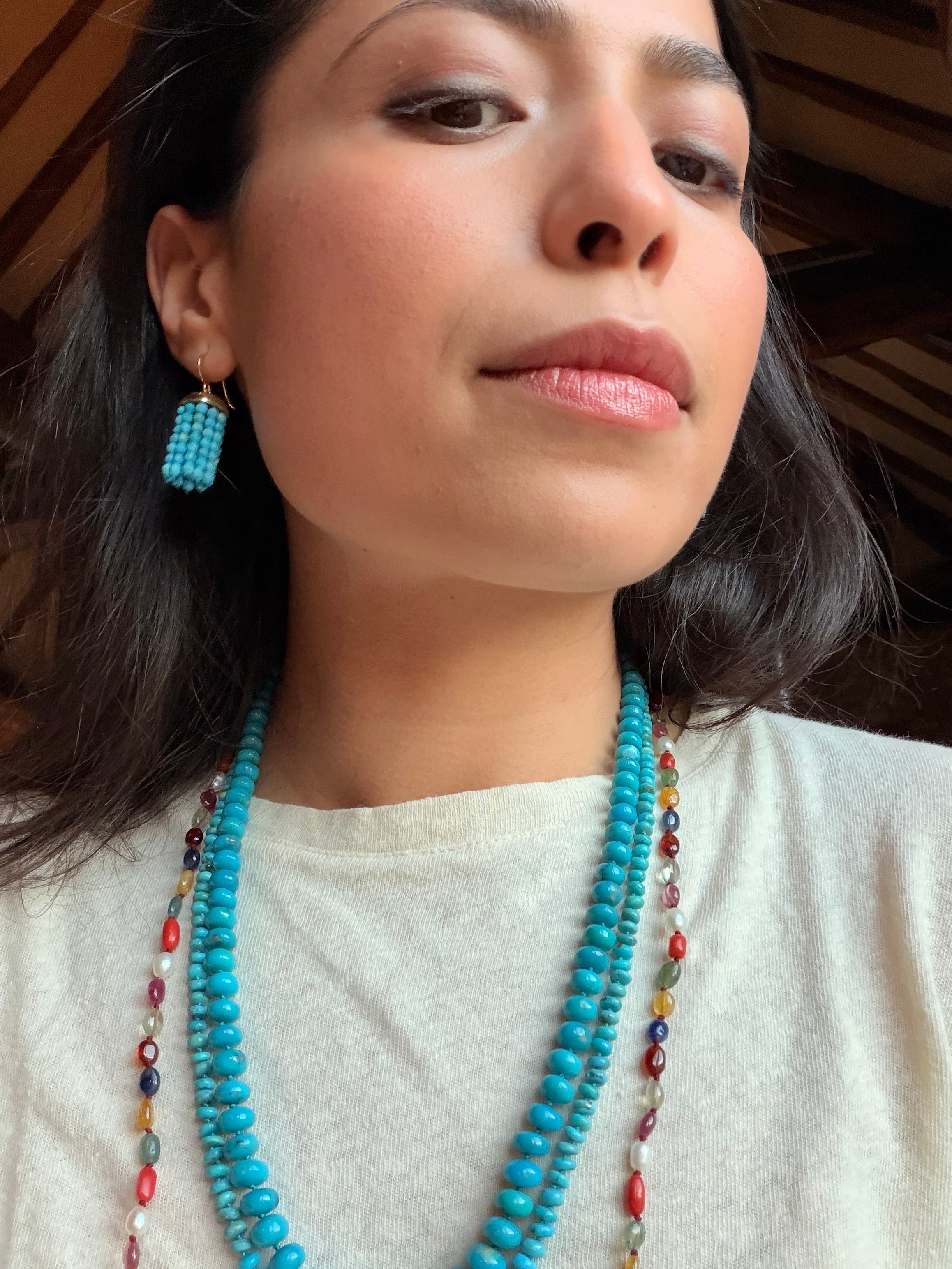 Hydra Tassel Earrings in Turquoise