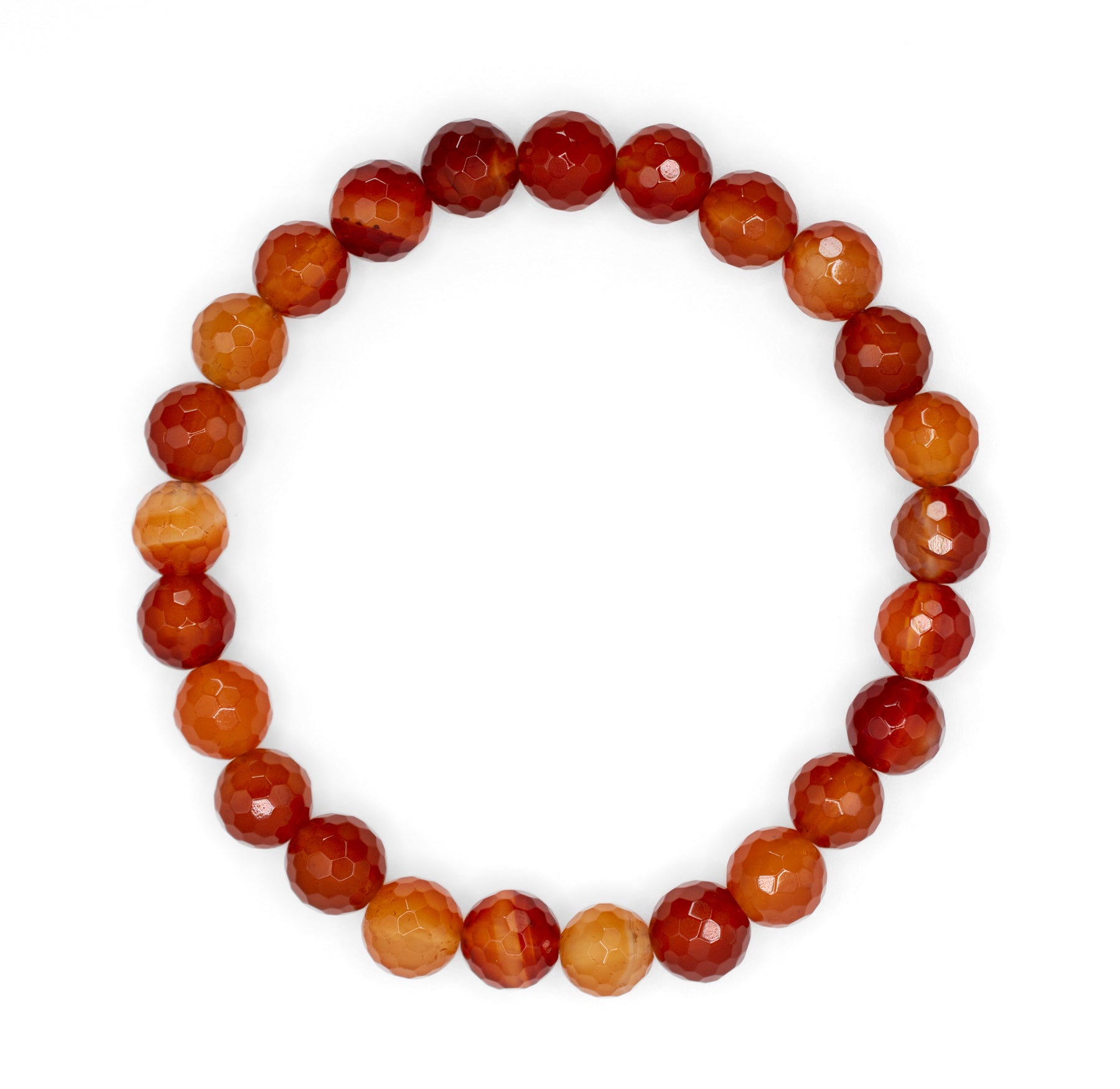 Carnelian Agate Faceted Beaded Stretch Bracelet