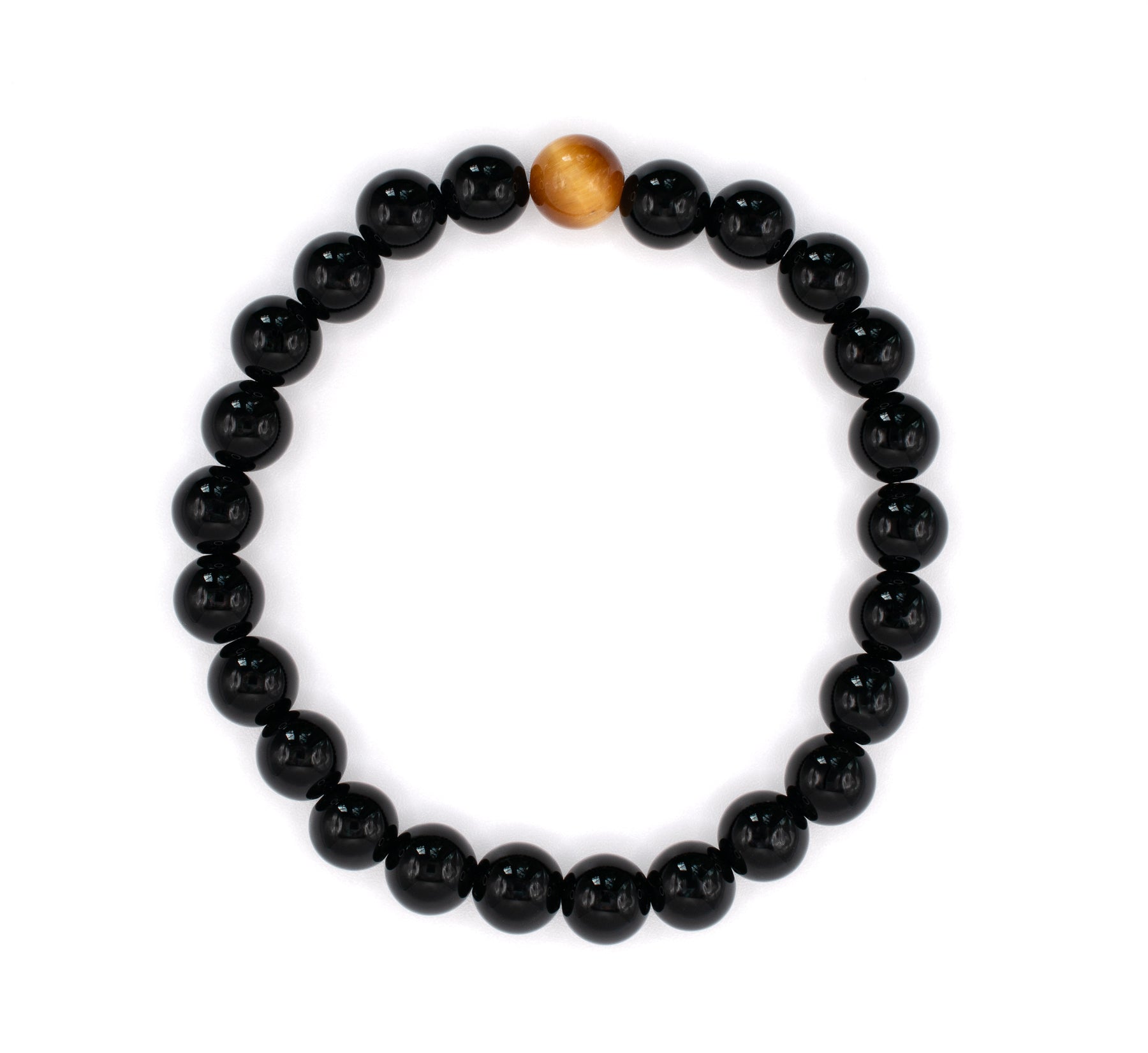 Beaded Black Onyx Bracelet with Tigers Eye accent