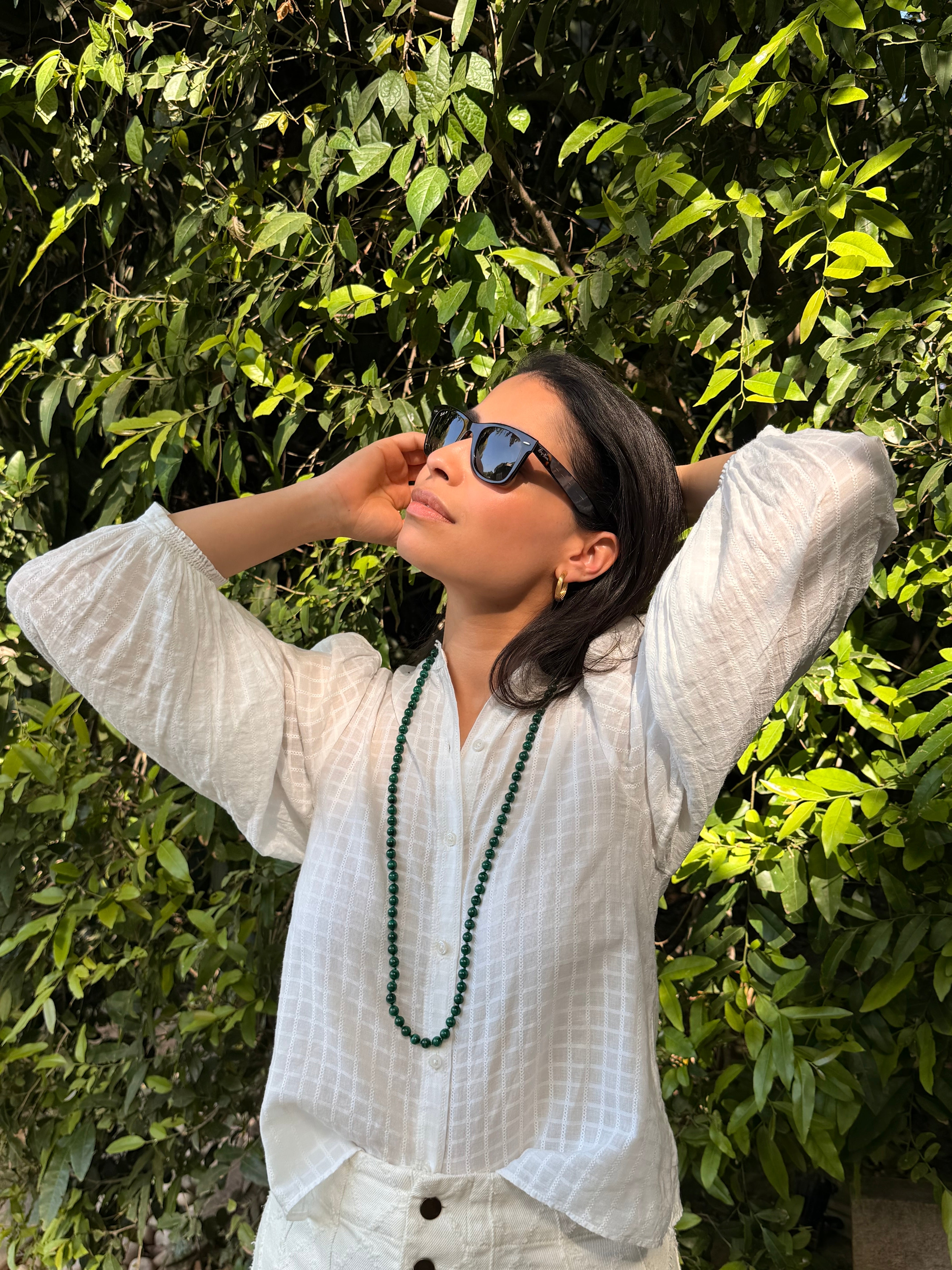 Cyra Long Malachite Necklace