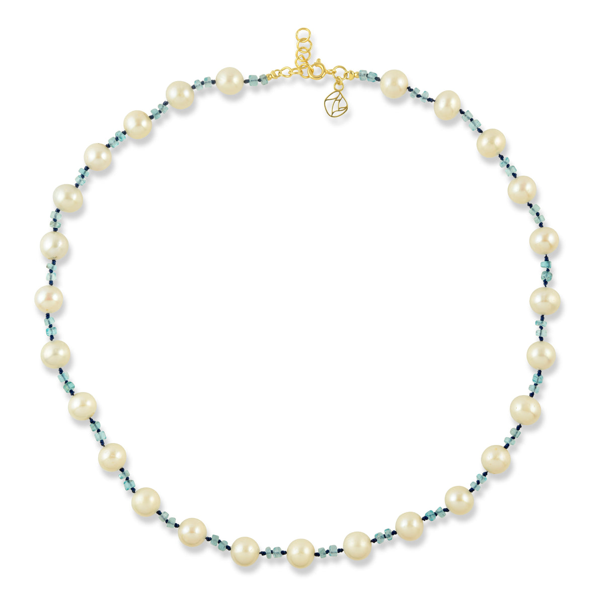 Caspian Necklace in Pearls and Blue Apatite