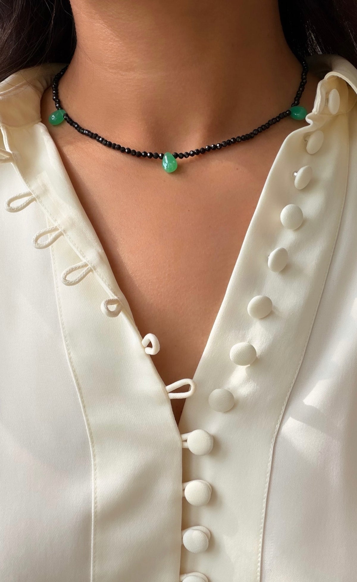 Monty Necklace in Black Onyx and Chrysoprase