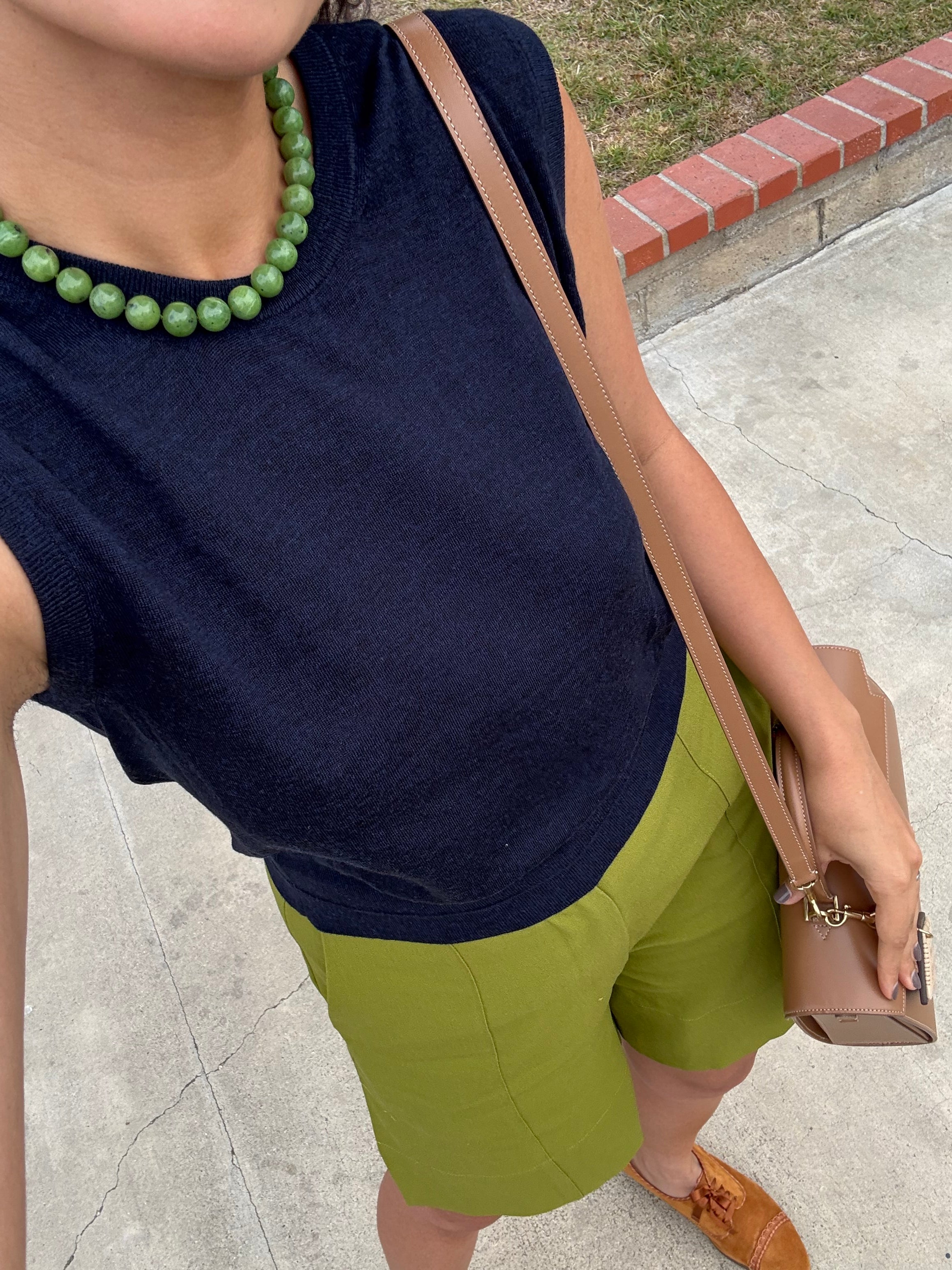 Clemmie Necklace in Green Jade