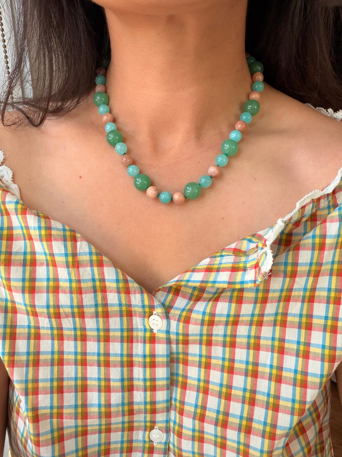 Iva Necklace in Aventurine, Moonstone, and Amazonite
