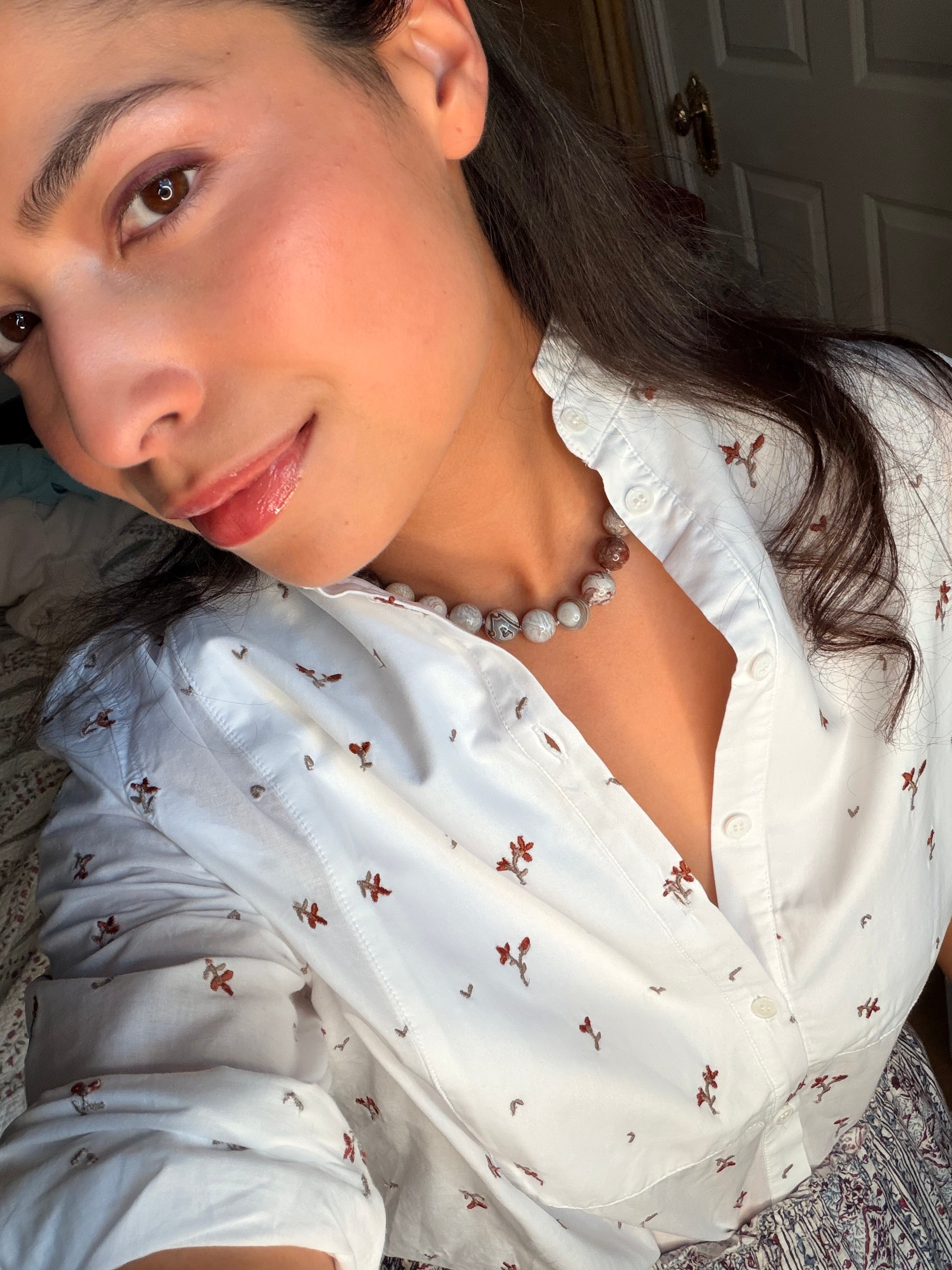 Clemmie Necklace in Lace Agate