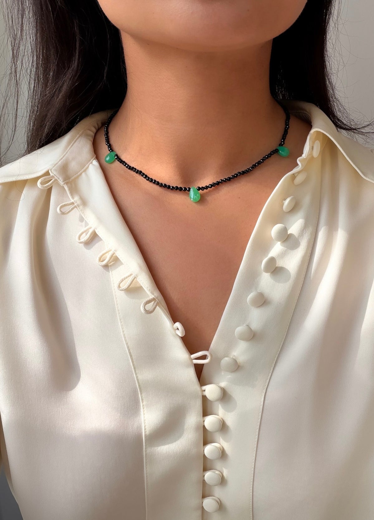 Monty Necklace in Black Onyx and Chrysoprase