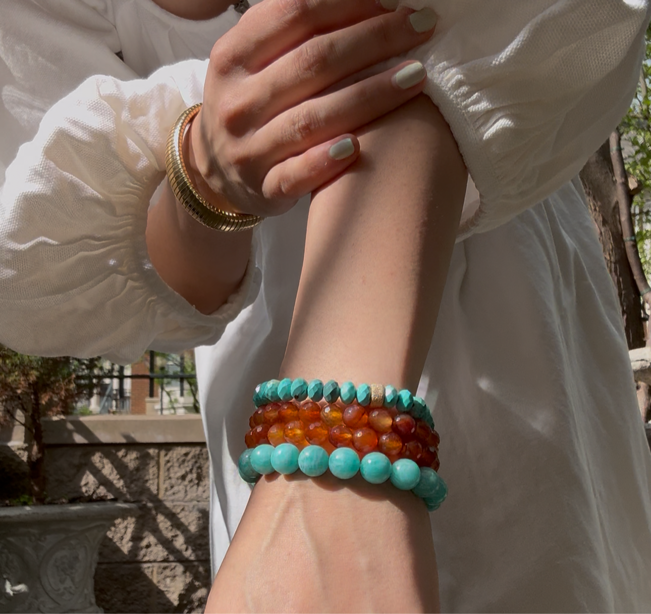 Turquoise Rondelle Beaded Stretch Bracelet