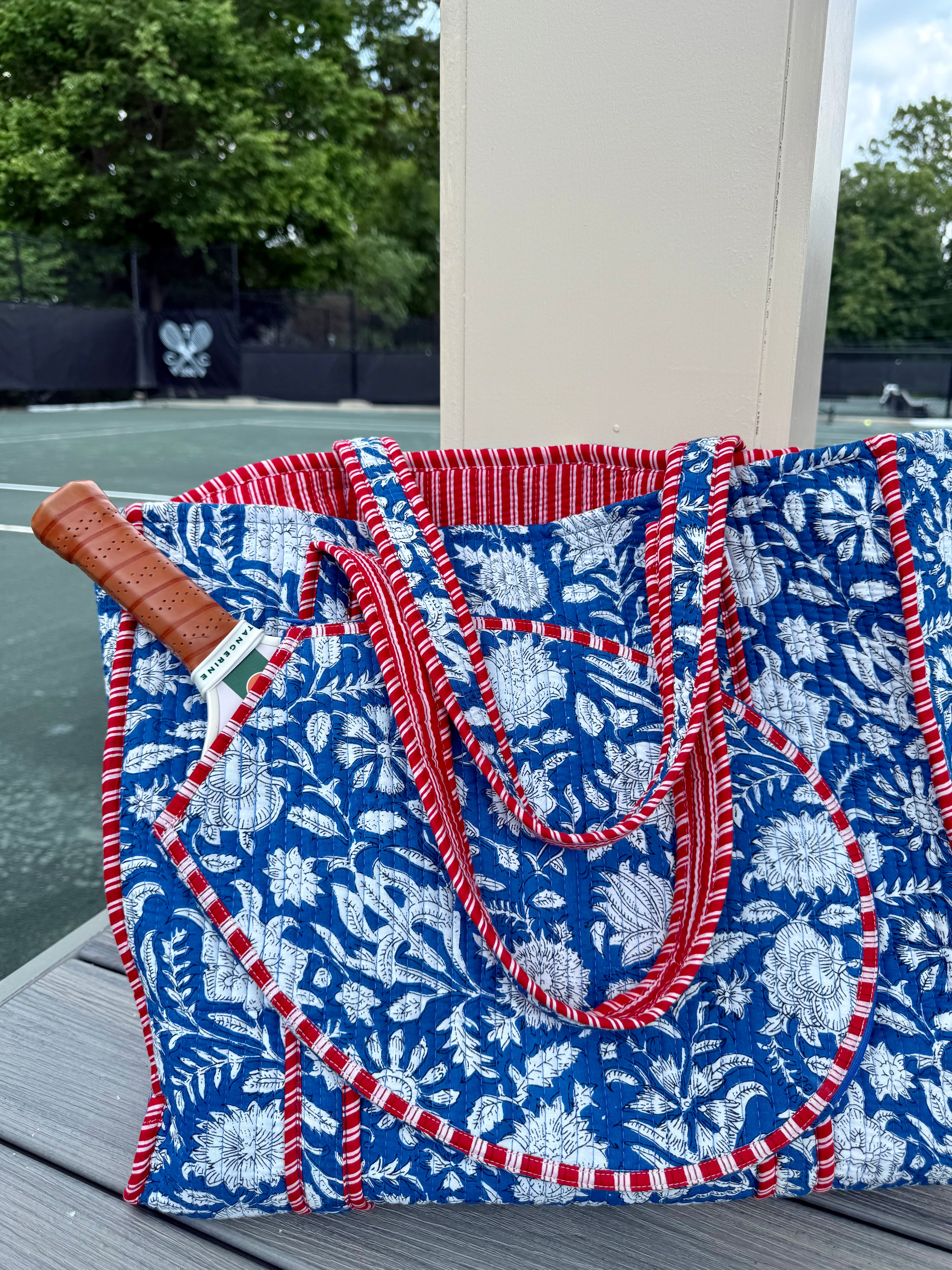 Block Print Racquet Tote 02