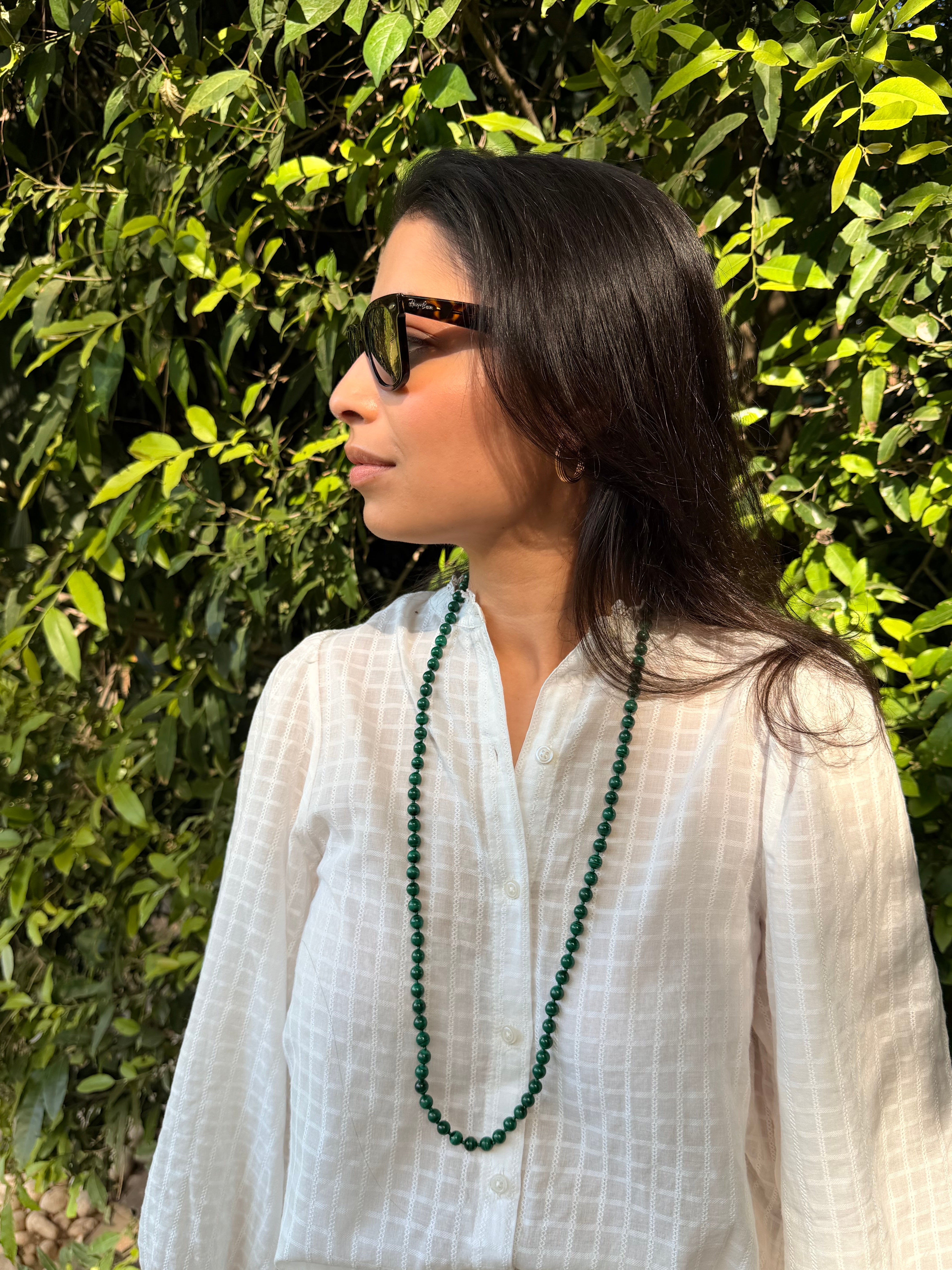 Cyra Long Malachite Necklace
