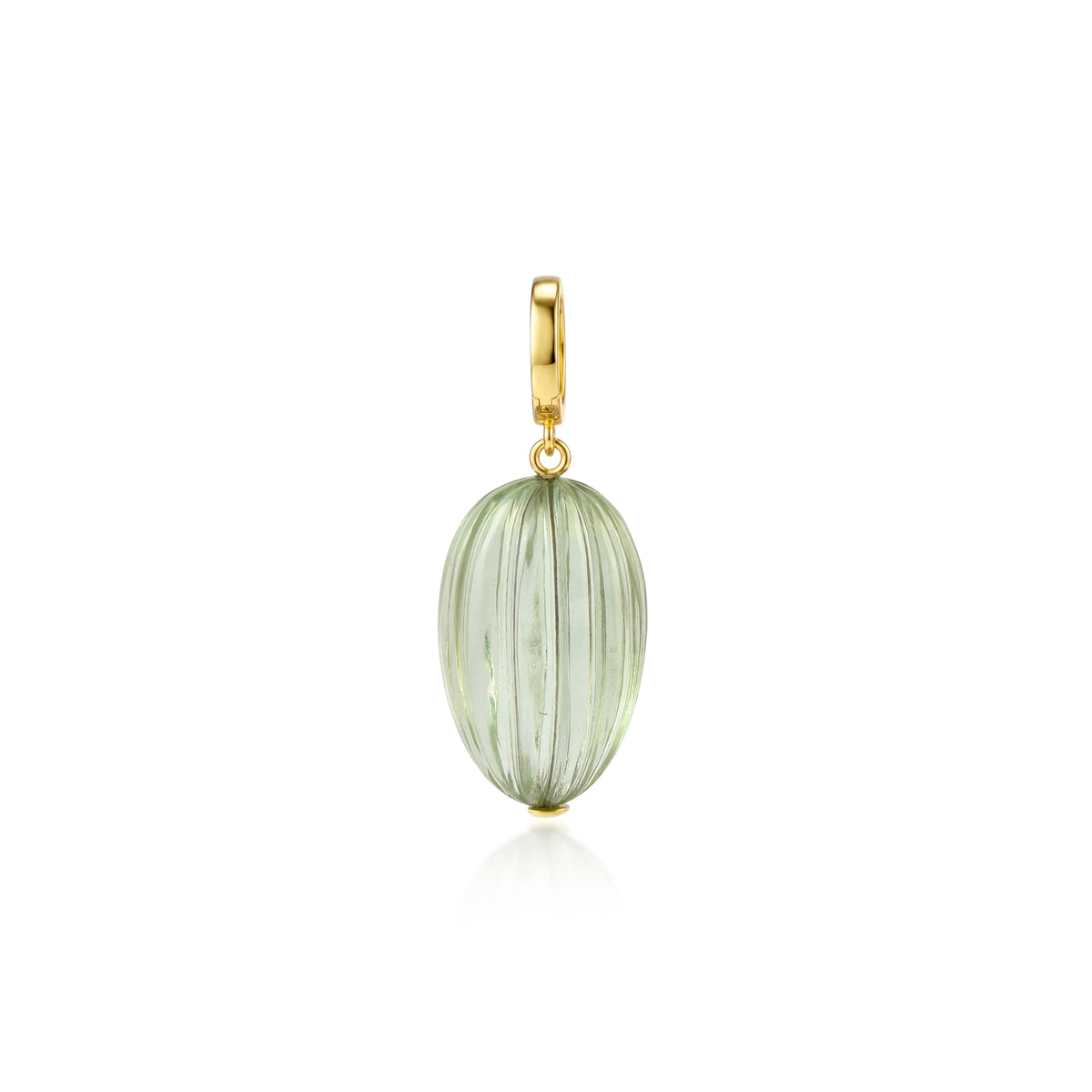 Green Amethyst Hand Carved Clip On Pendant