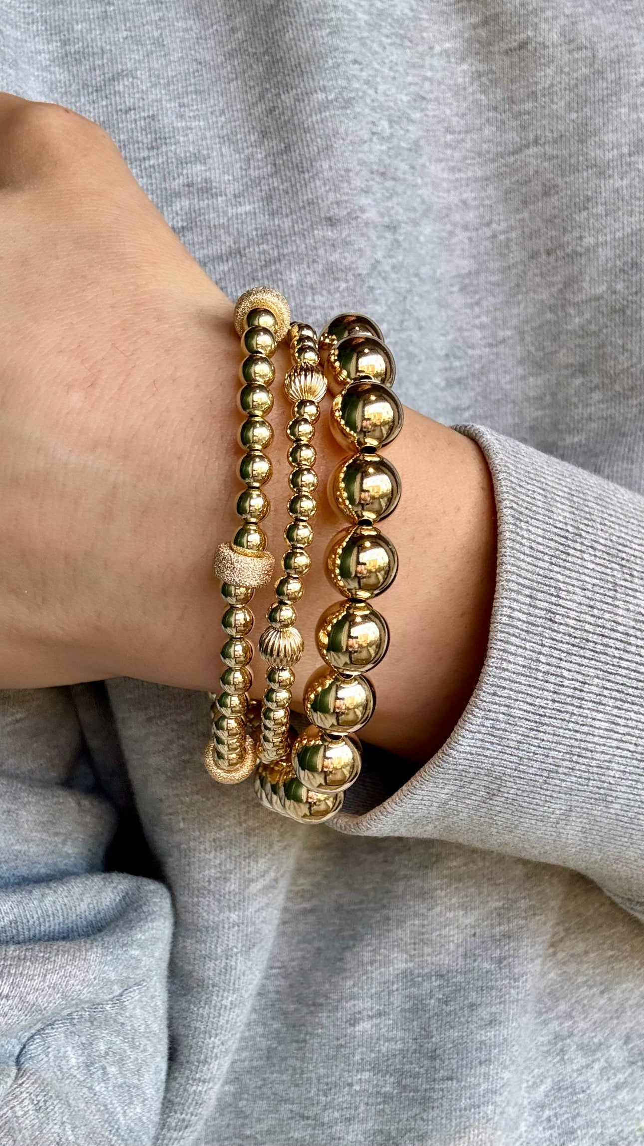 Chunky Gold Beaded Stretch Bracelet