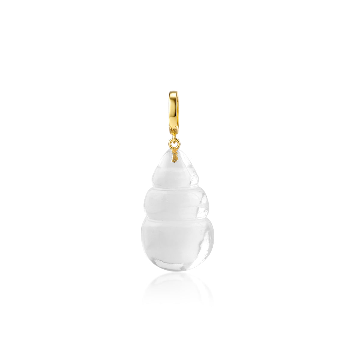Clear Quartz Hand Carved Shell Clip On Pendant